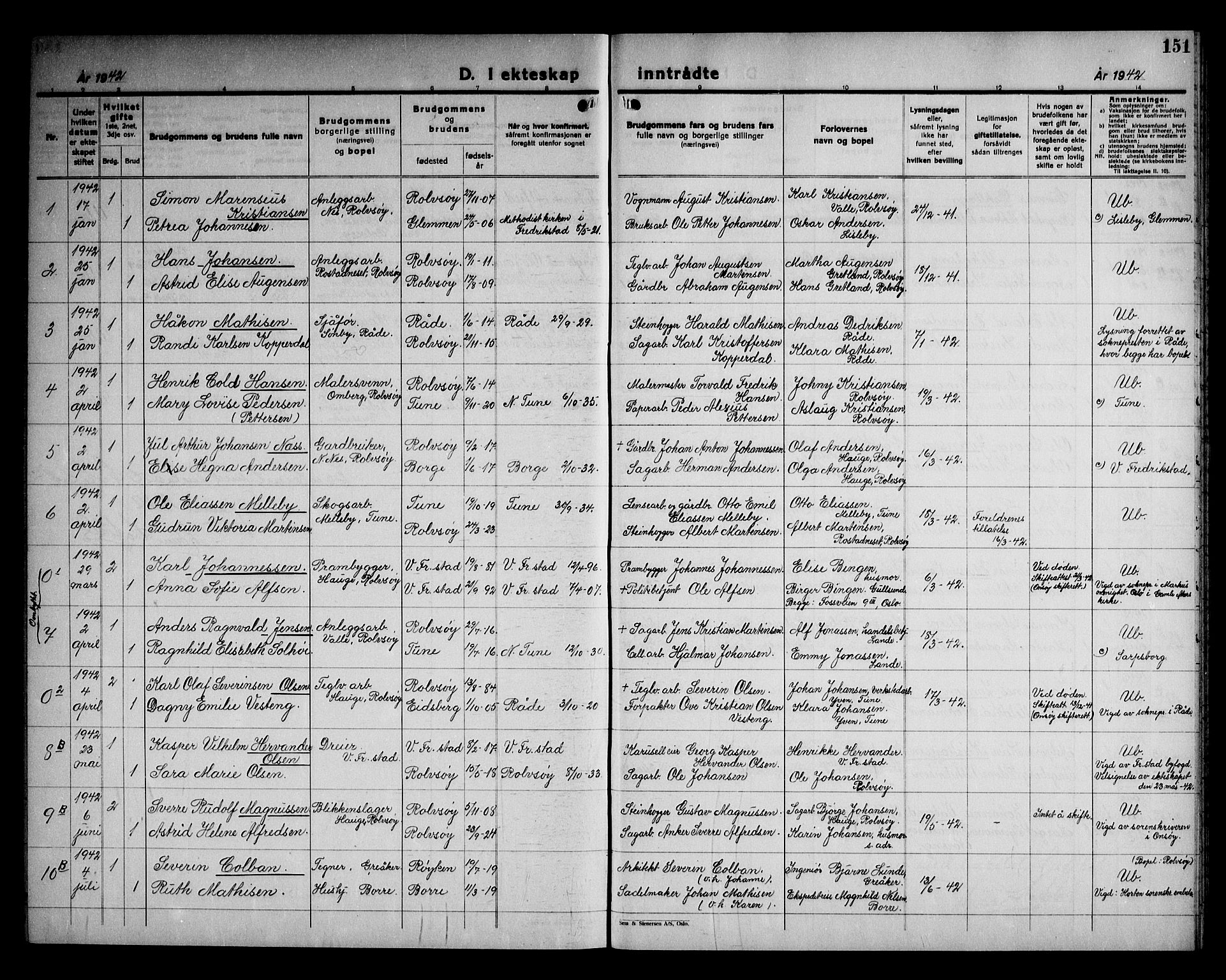 Rolvsøy prestekontor Kirkebøker, AV/SAO-A-2004/G/Ga/L0003: Parish register (copy) no. 3, 1935-1947, p. 151