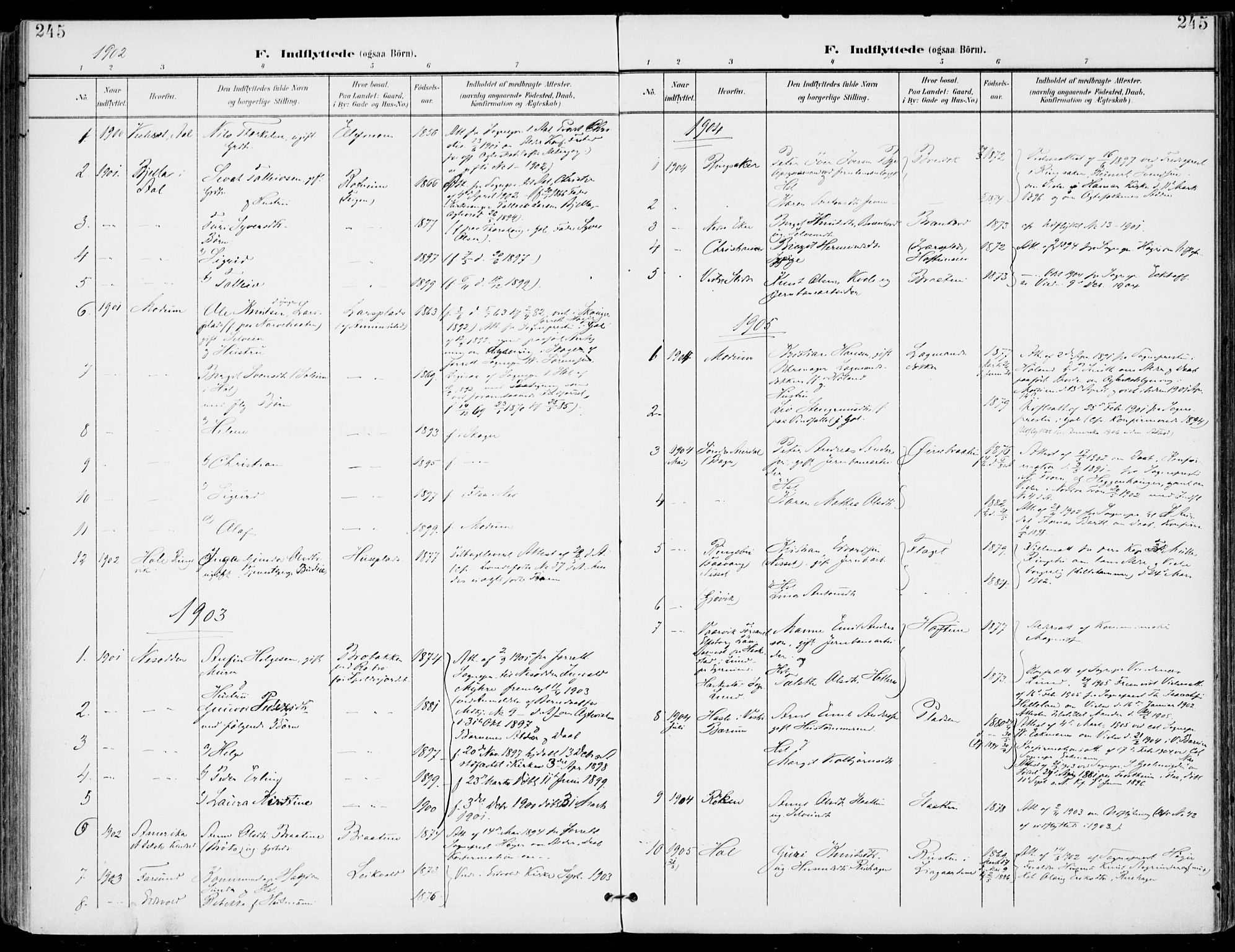 Gol kirkebøker, SAKO/A-226/F/Fa/L0006: Parish register (official) no. I 6, 1901-1918, p. 245