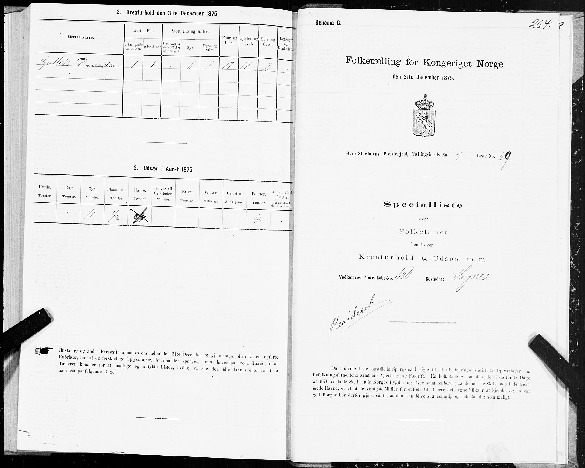 SAT, 1875 census for 1711P Øvre Stjørdal, 1875, p. 2264