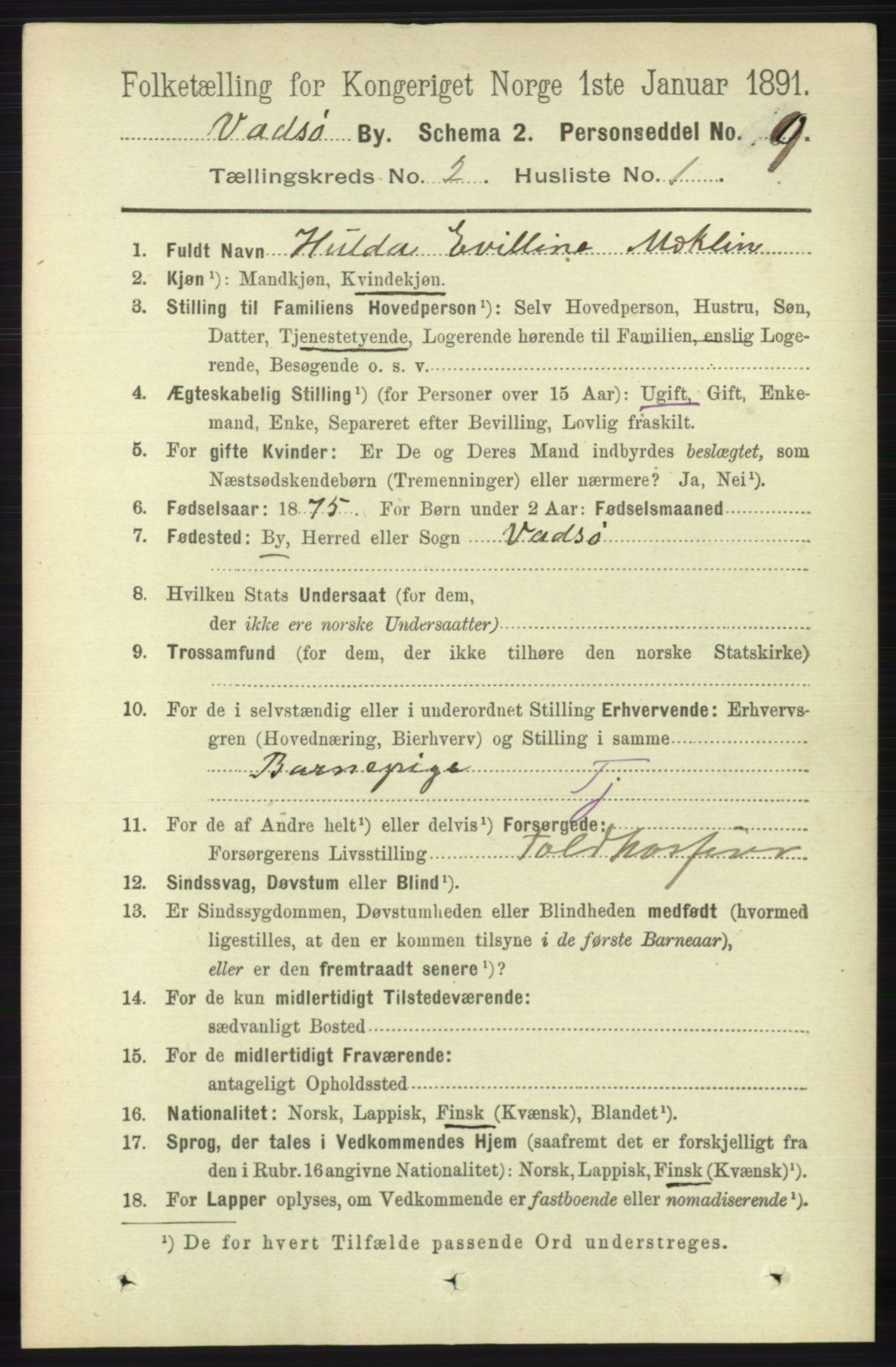 RA, 1891 census for 2003 Vadsø, 1891, p. 774