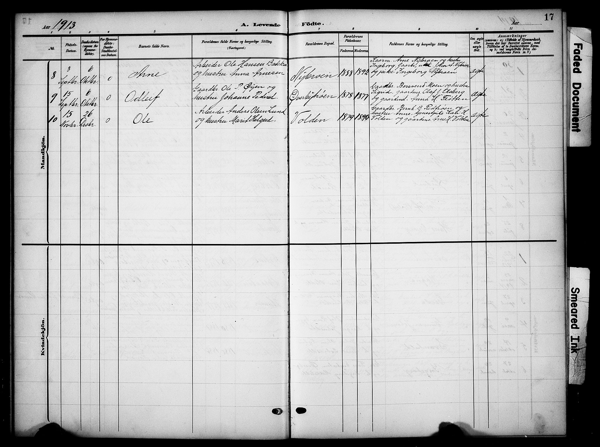 Tynset prestekontor, SAH/PREST-058/H/Ha/Hab/L0010: Parish register (copy) no. 10, 1902-1929, p. 17
