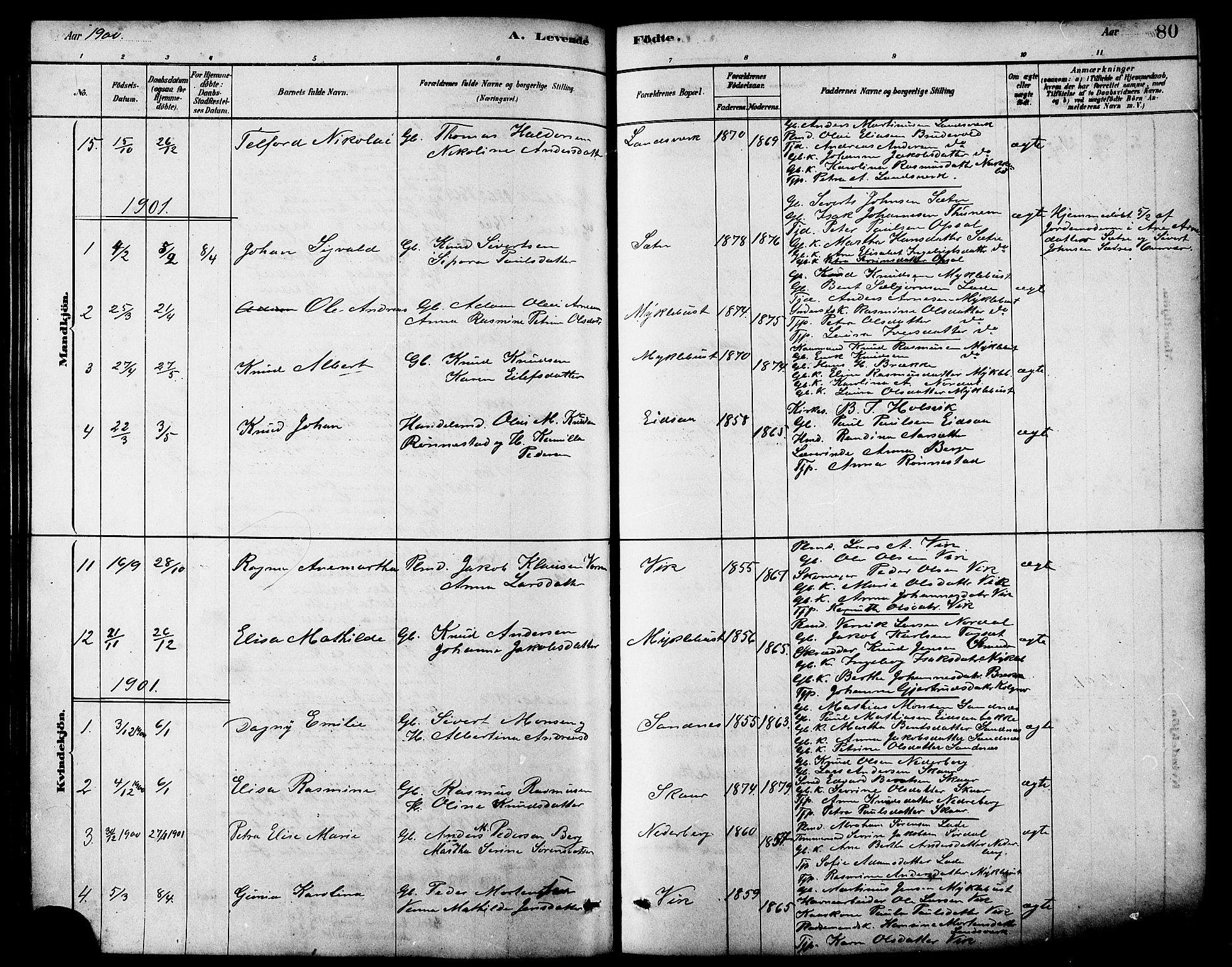 Ministerialprotokoller, klokkerbøker og fødselsregistre - Møre og Romsdal, AV/SAT-A-1454/502/L0027: Parish register (copy) no. 502C01, 1878-1908, p. 80