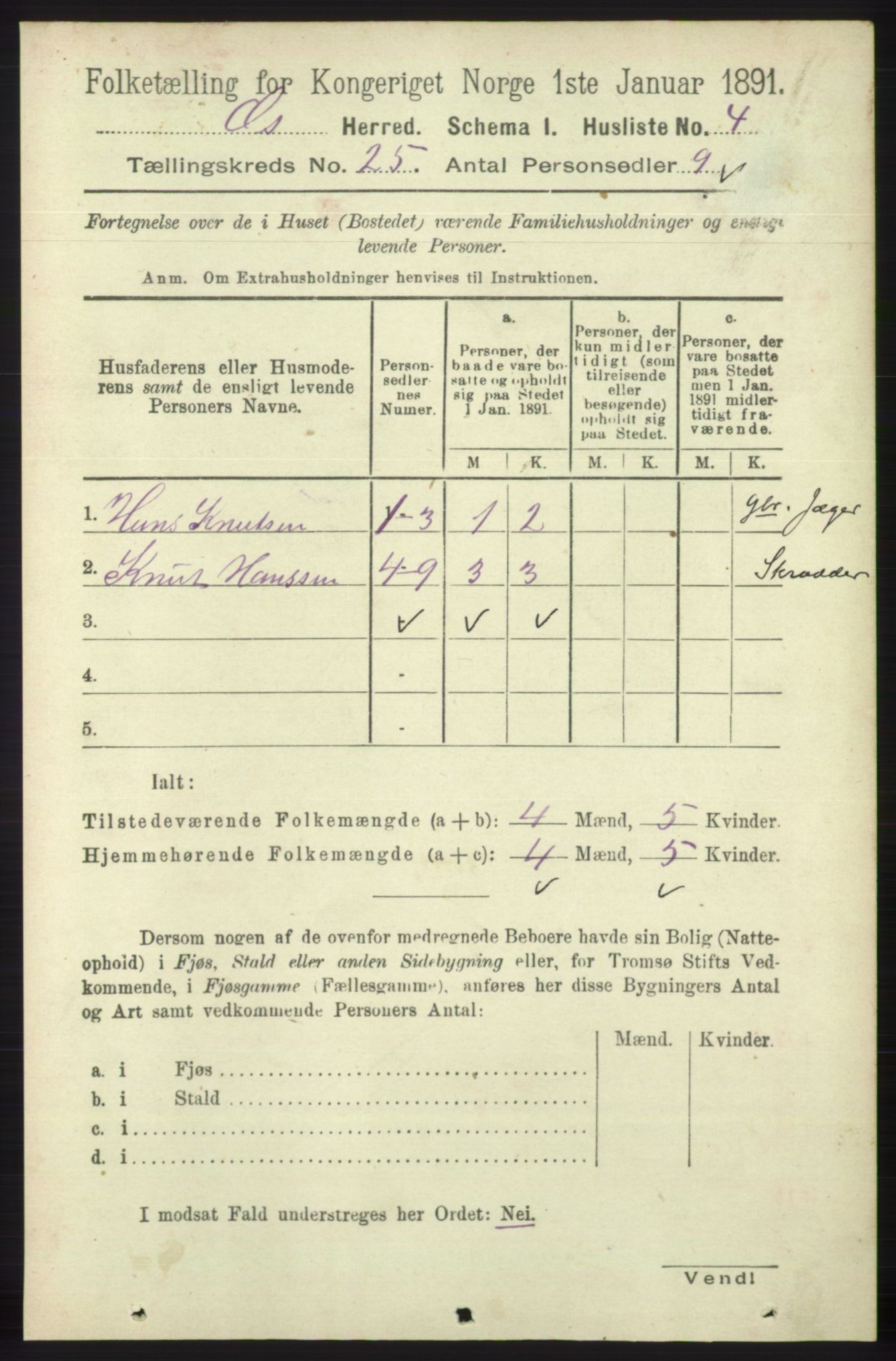 RA, 1891 census for 1243 Os, 1891, p. 5335