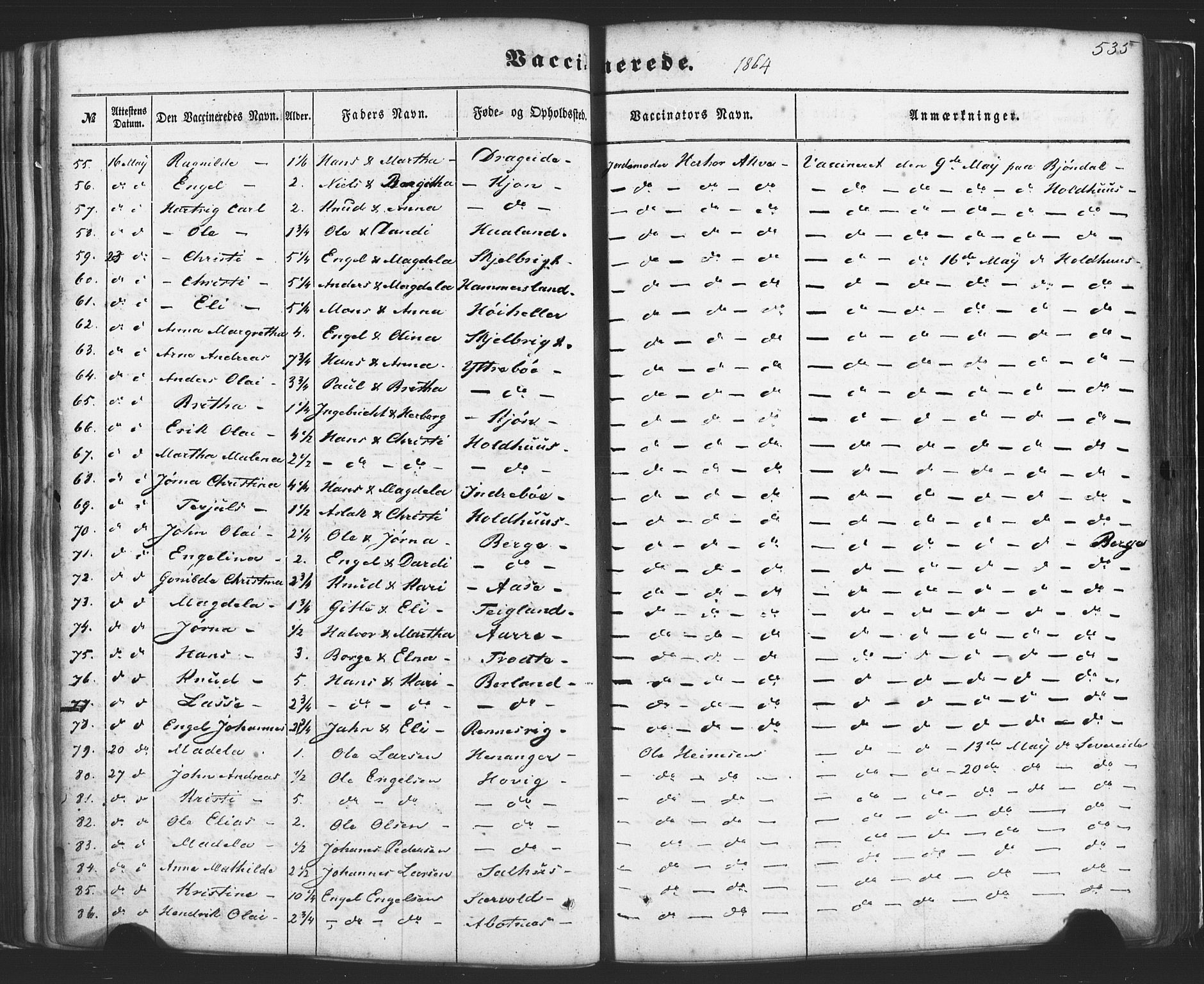 Fusa sokneprestembete, AV/SAB-A-75401/H/Haa: Parish register (official) no. A 1II, 1855-1879, p. 535