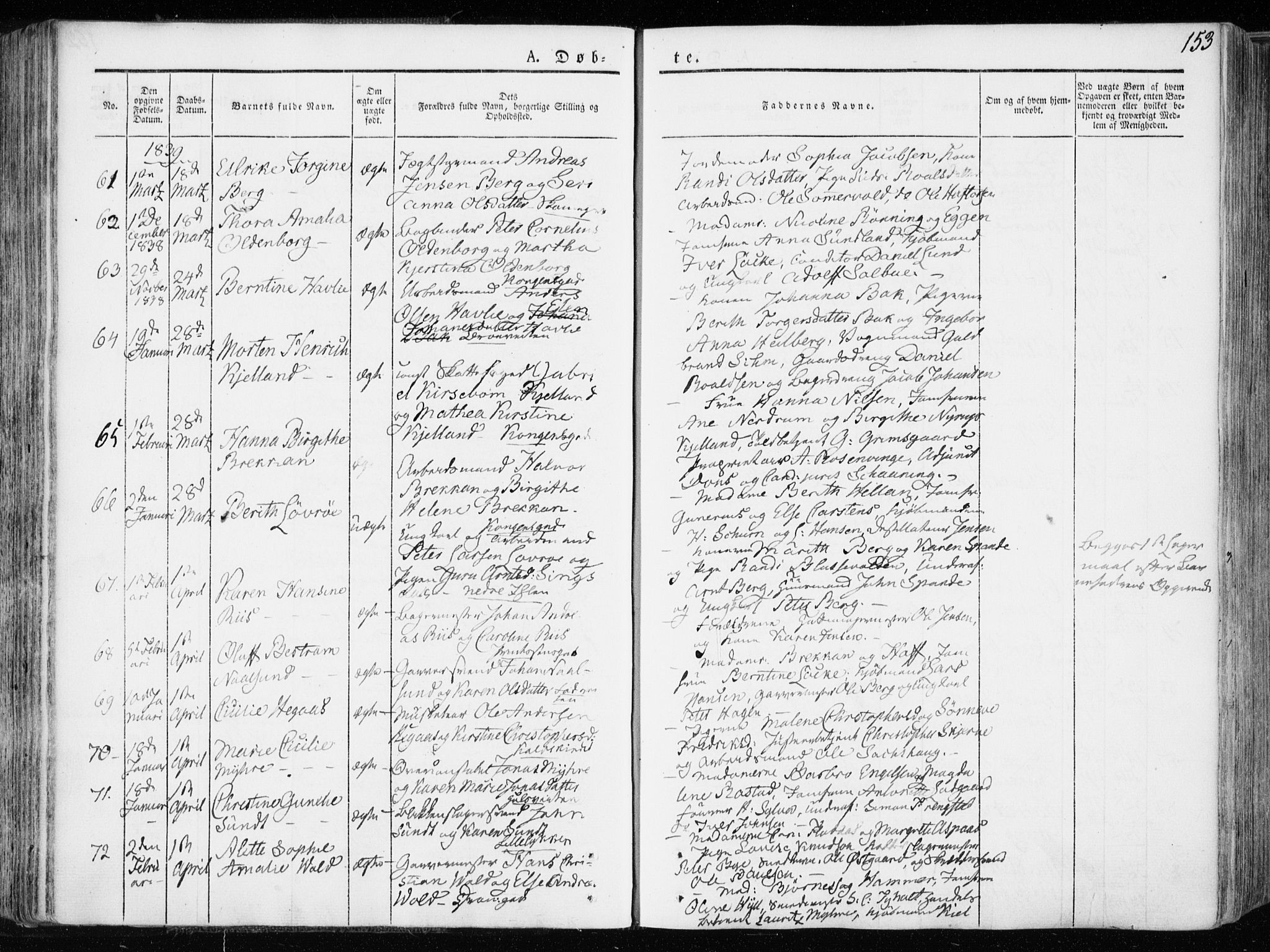 Ministerialprotokoller, klokkerbøker og fødselsregistre - Sør-Trøndelag, SAT/A-1456/601/L0047: Parish register (official) no. 601A15, 1831-1839, p. 153