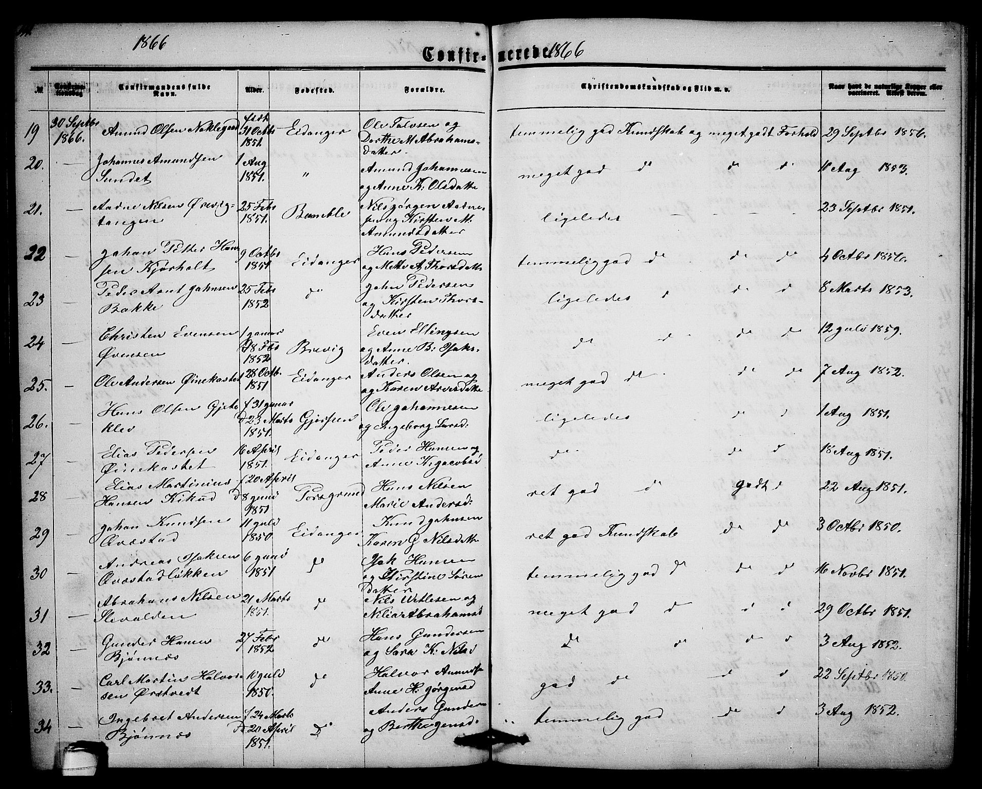 Eidanger kirkebøker, AV/SAKO-A-261/G/Ga/L0001: Parish register (copy) no. 1, 1863-1878, p. 111