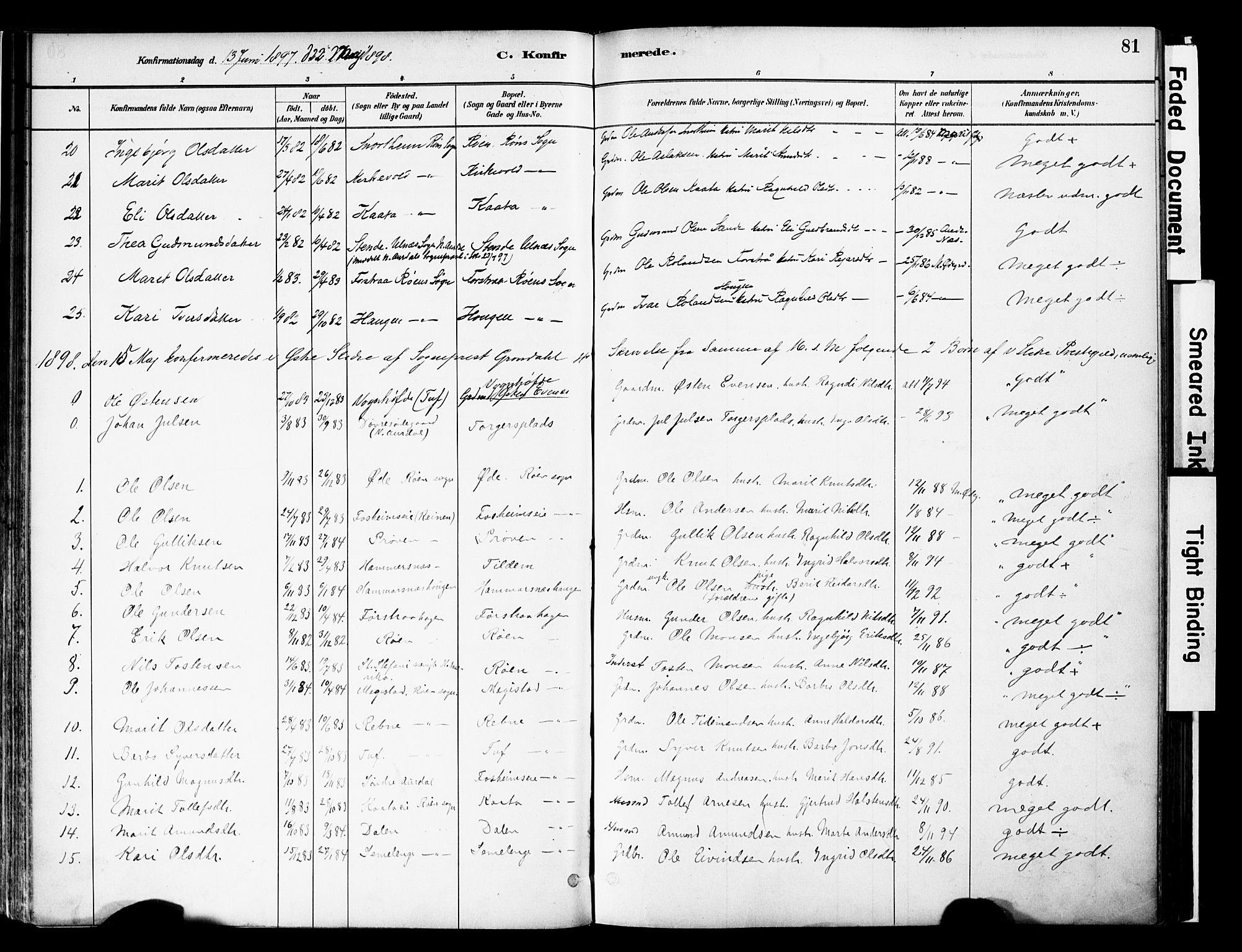 Vestre Slidre prestekontor, SAH/PREST-136/H/Ha/Haa/L0006: Parish register (official) no. 6, 1881-1912, p. 81