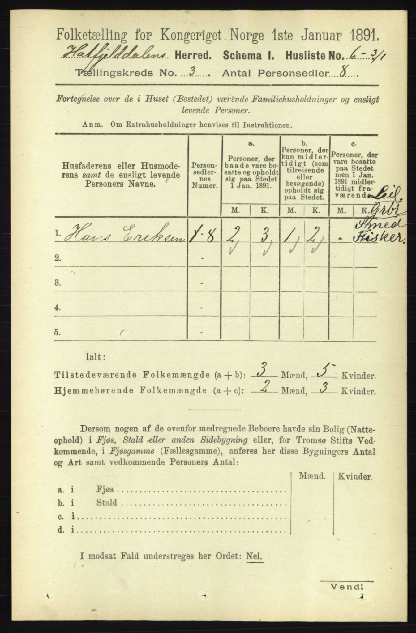 RA, 1891 census for 1826 Hattfjelldal, 1891, p. 603