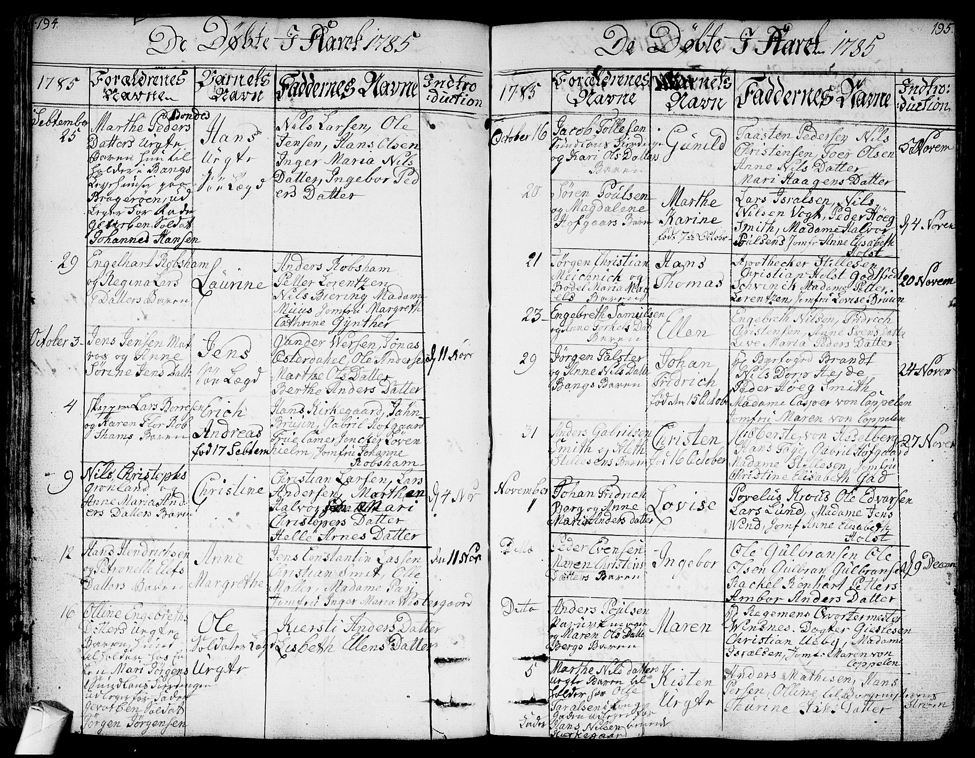 Bragernes kirkebøker, SAKO/A-6/F/Fa/L0006a: Parish register (official) no. I 6, 1782-1814, p. 194-195