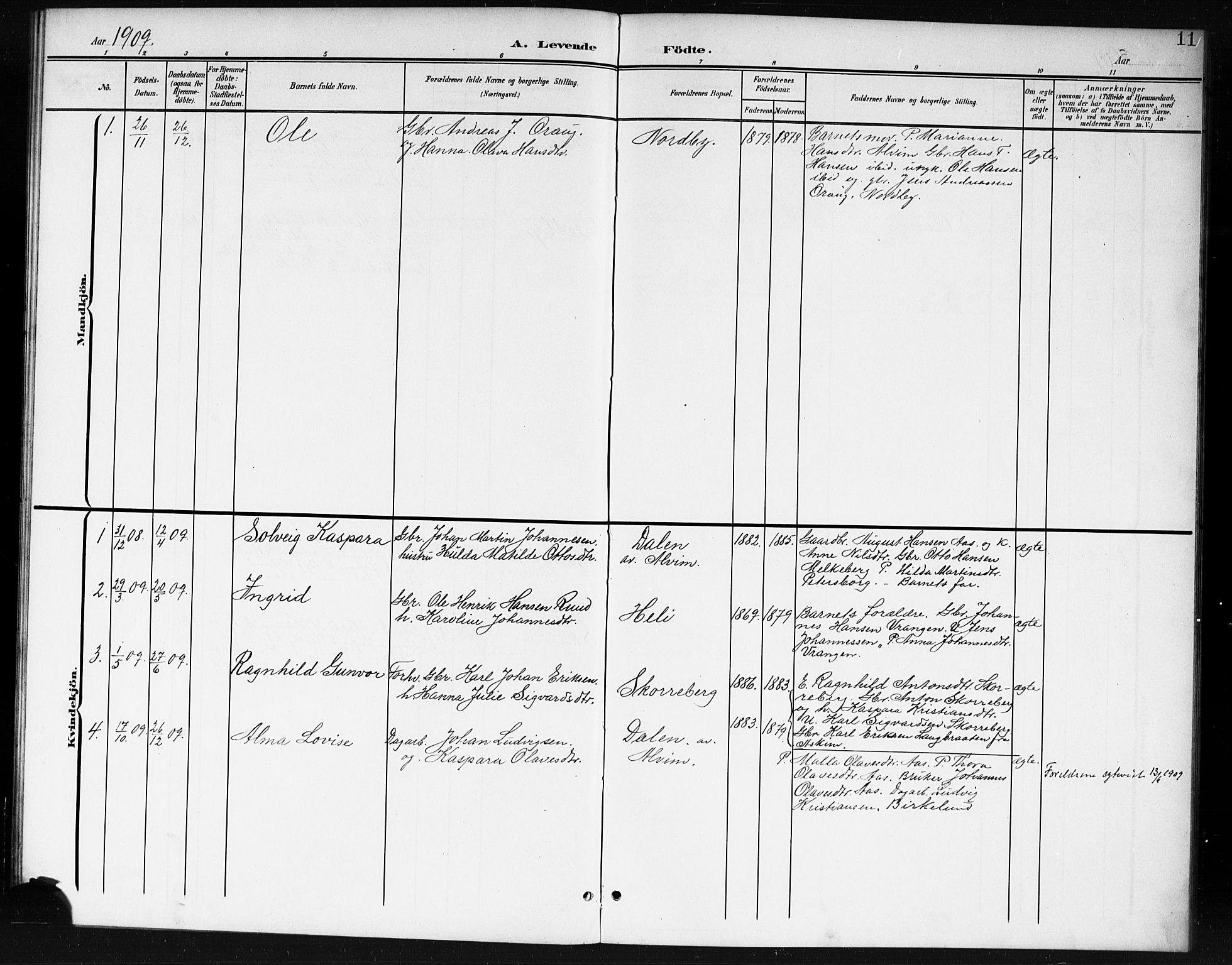 Spydeberg prestekontor Kirkebøker, AV/SAO-A-10924/G/Gc/L0001: Parish register (copy) no. III 1, 1901-1917, p. 11