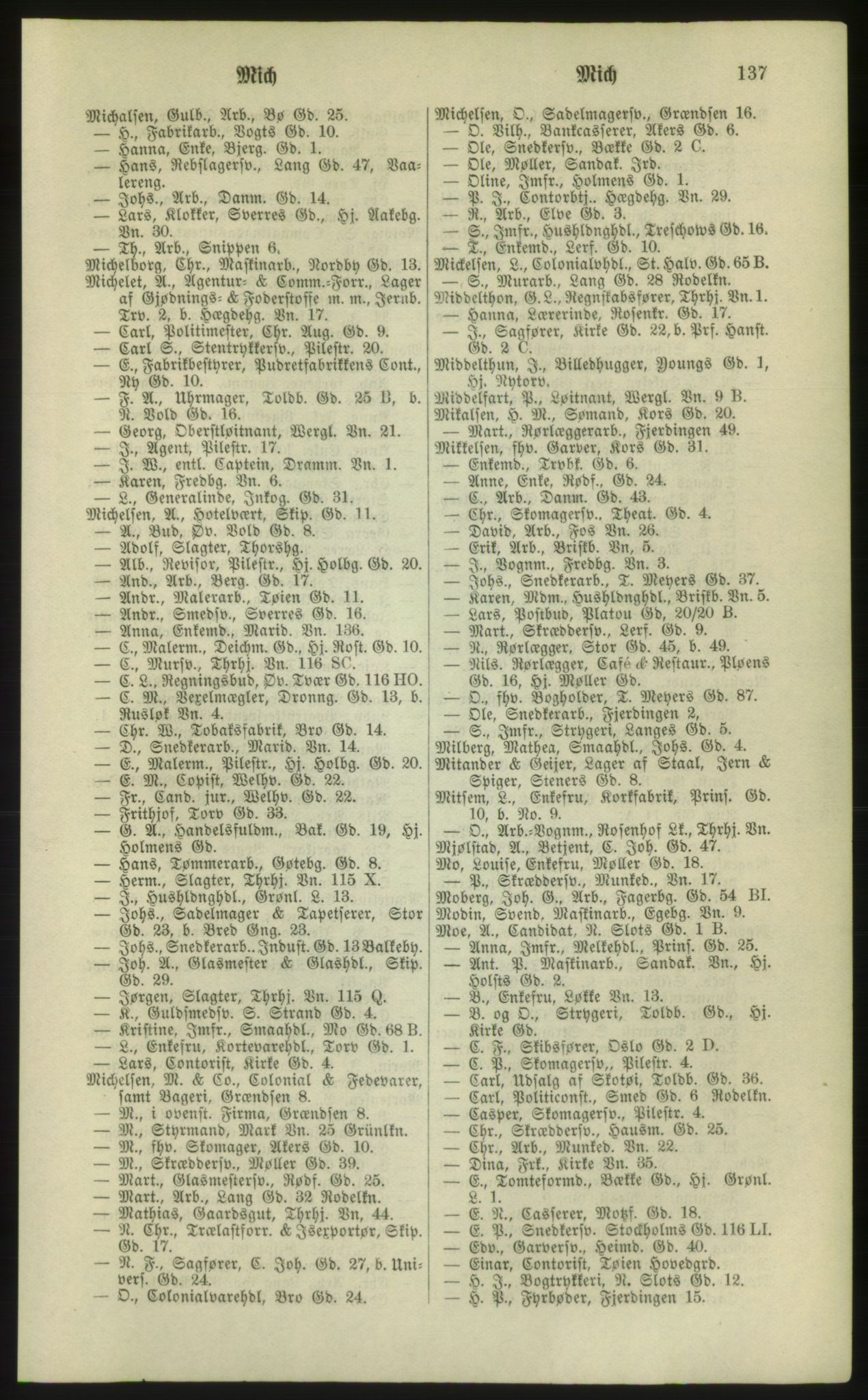 Kristiania/Oslo adressebok, PUBL/-, 1881, p. 137