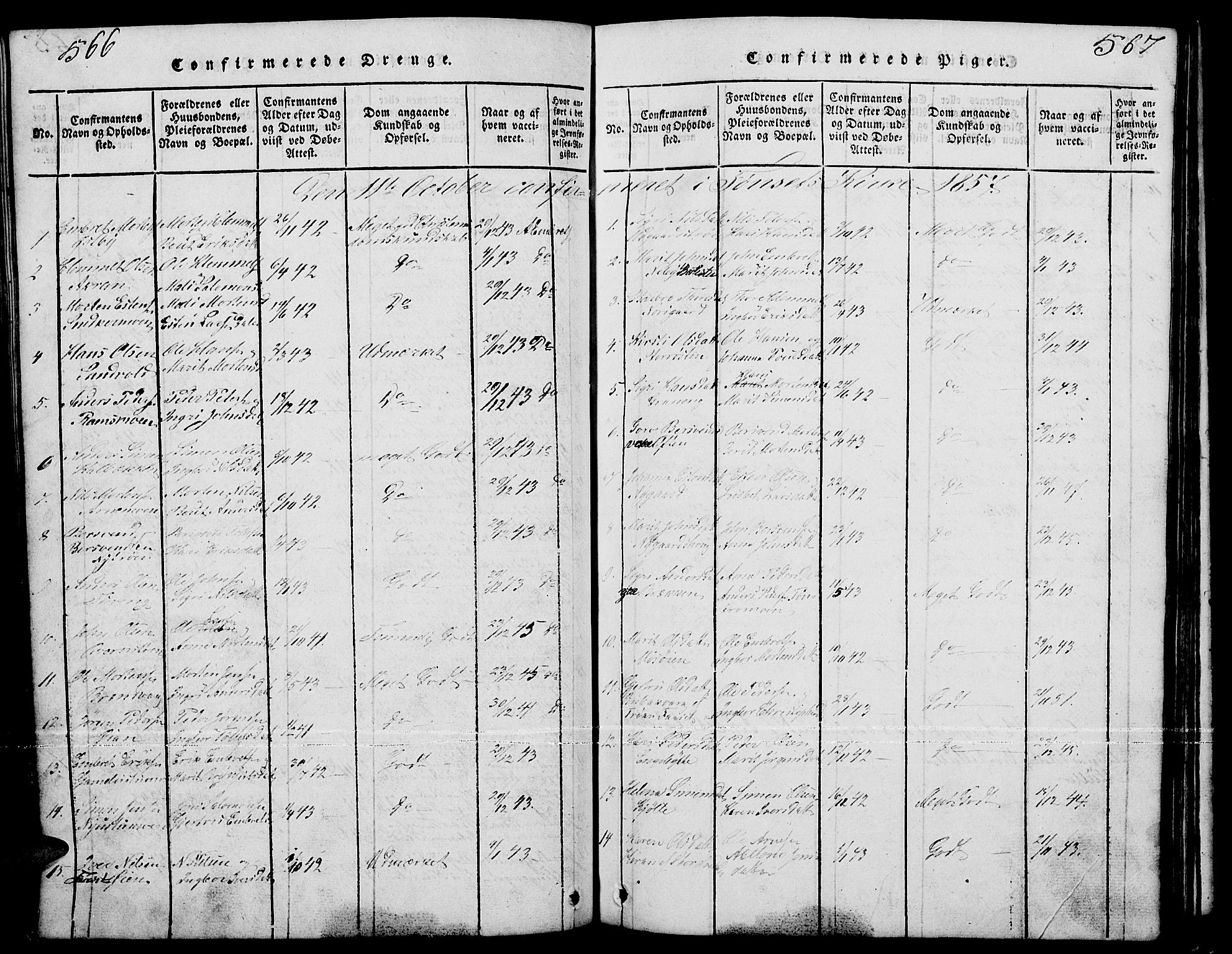 Tynset prestekontor, SAH/PREST-058/H/Ha/Hab/L0001: Parish register (copy) no. 1, 1814-1859, p. 566-567