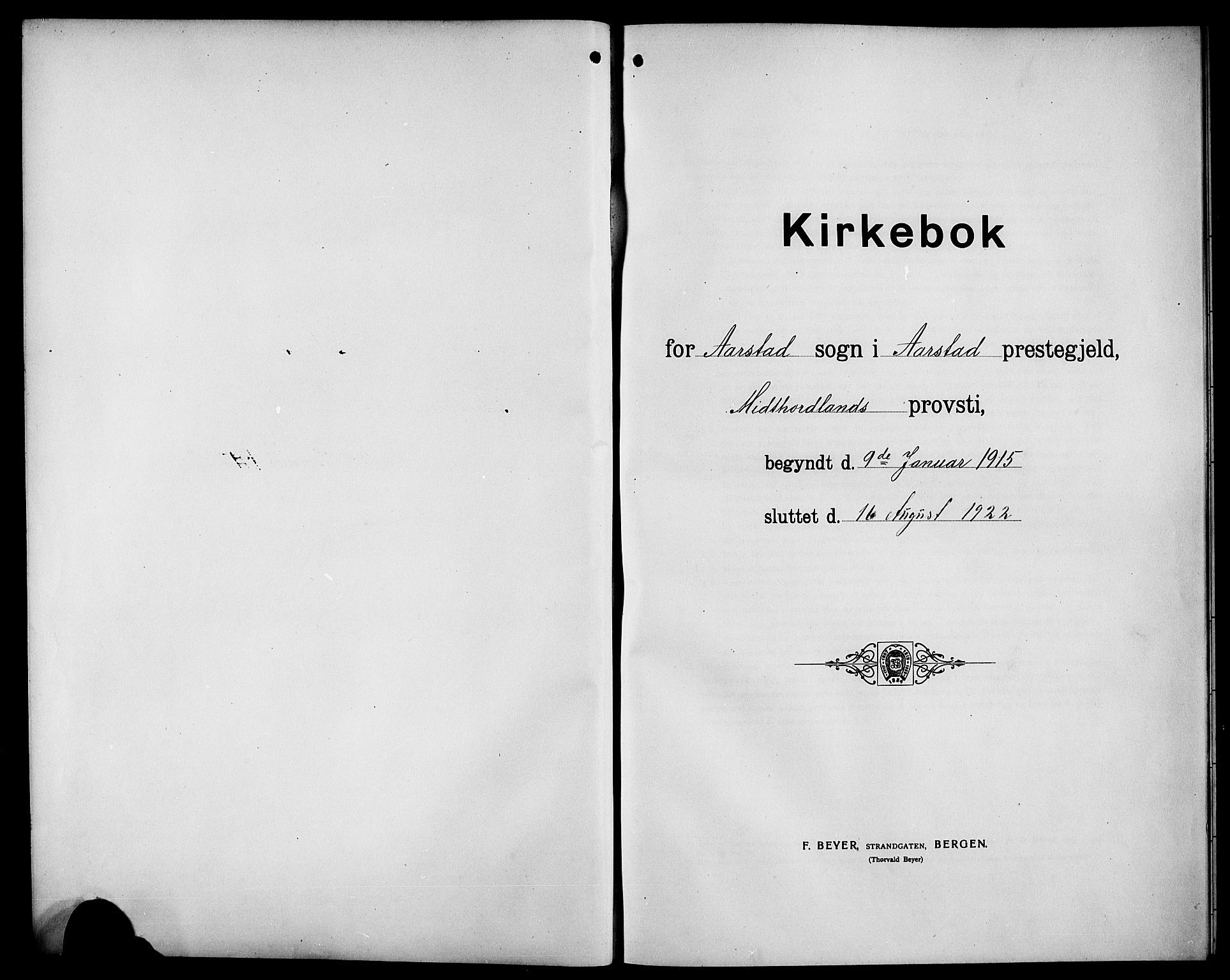 Årstad Sokneprestembete, AV/SAB-A-79301/H/Hab/L0024: Parish register (copy) no. D 1, 1915-1922