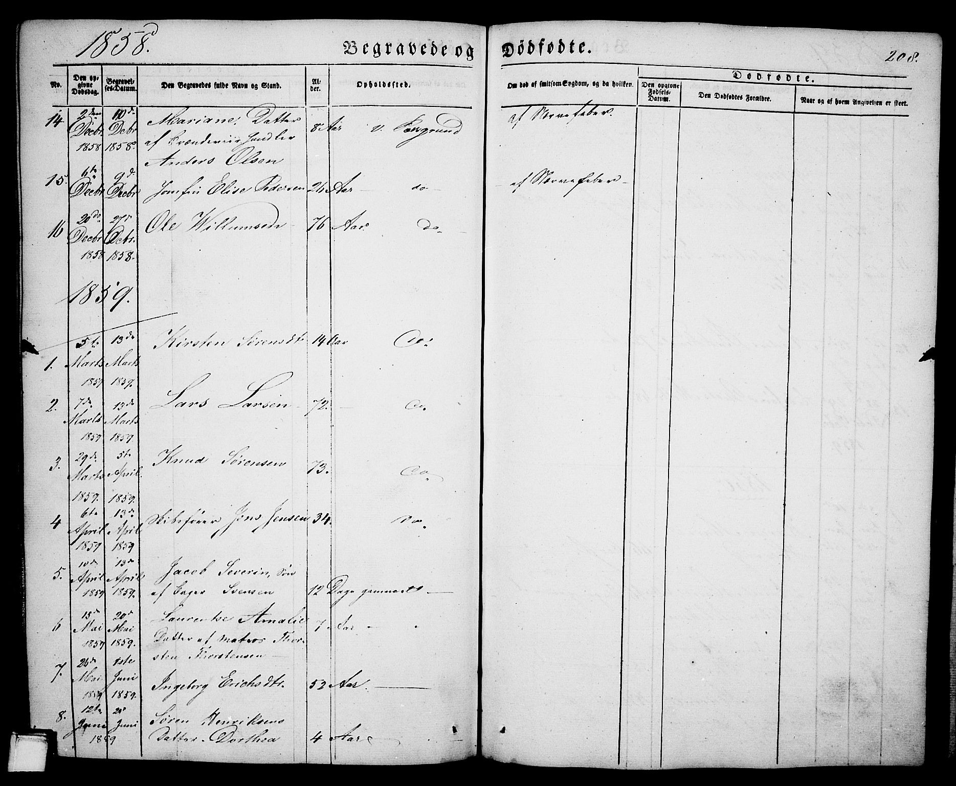 Porsgrunn kirkebøker , SAKO/A-104/G/Ga/L0002: Parish register (copy) no. I 2, 1847-1877, p. 208