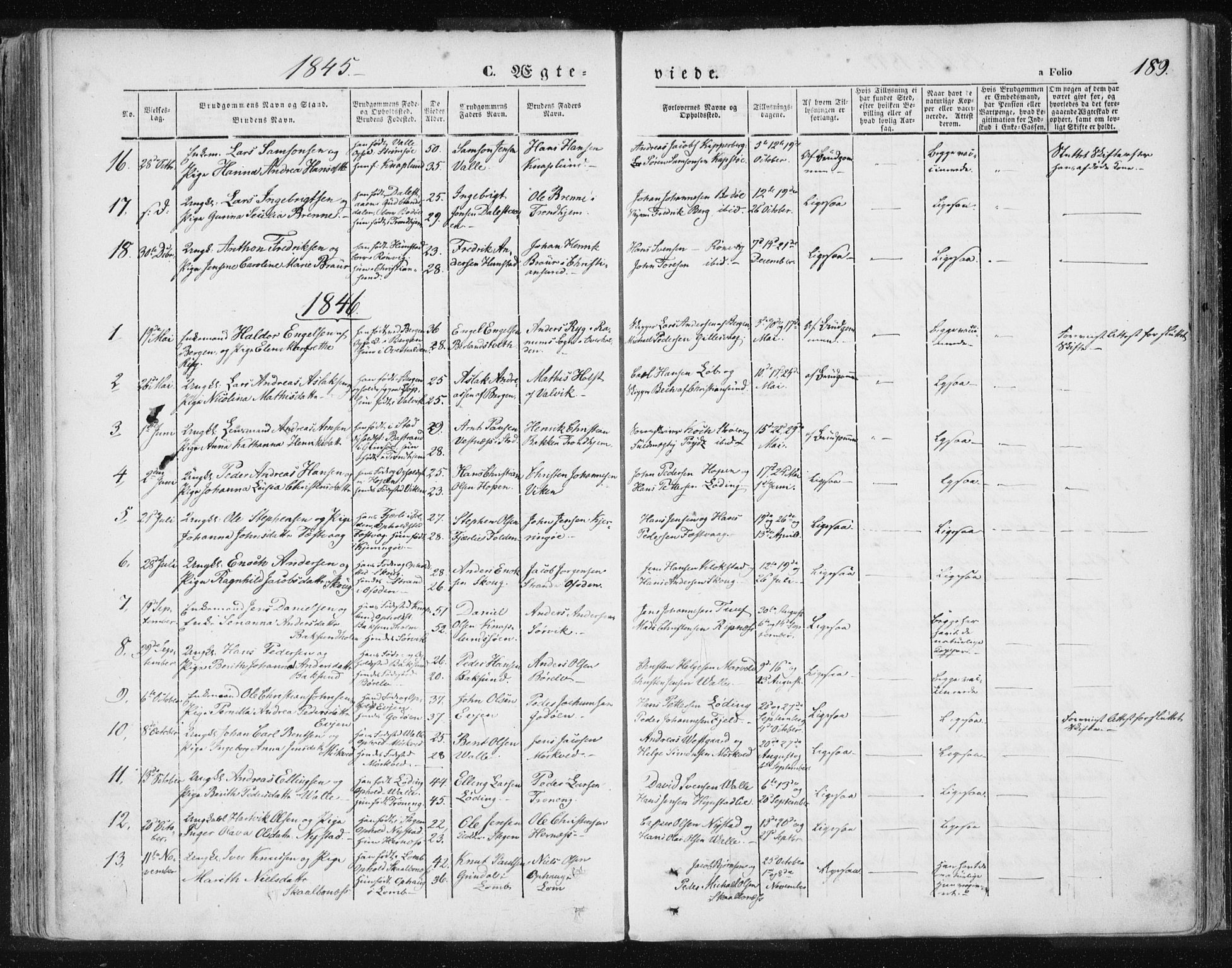 Ministerialprotokoller, klokkerbøker og fødselsregistre - Nordland, SAT/A-1459/801/L0007: Parish register (official) no. 801A07, 1845-1863, p. 189