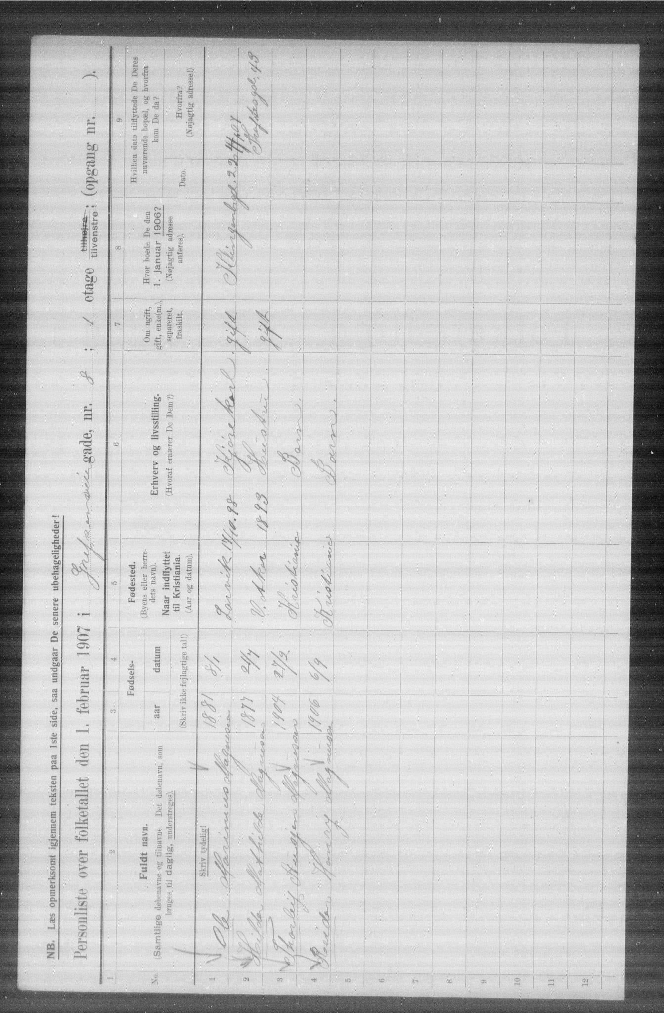 OBA, Municipal Census 1907 for Kristiania, 1907, p. 14986