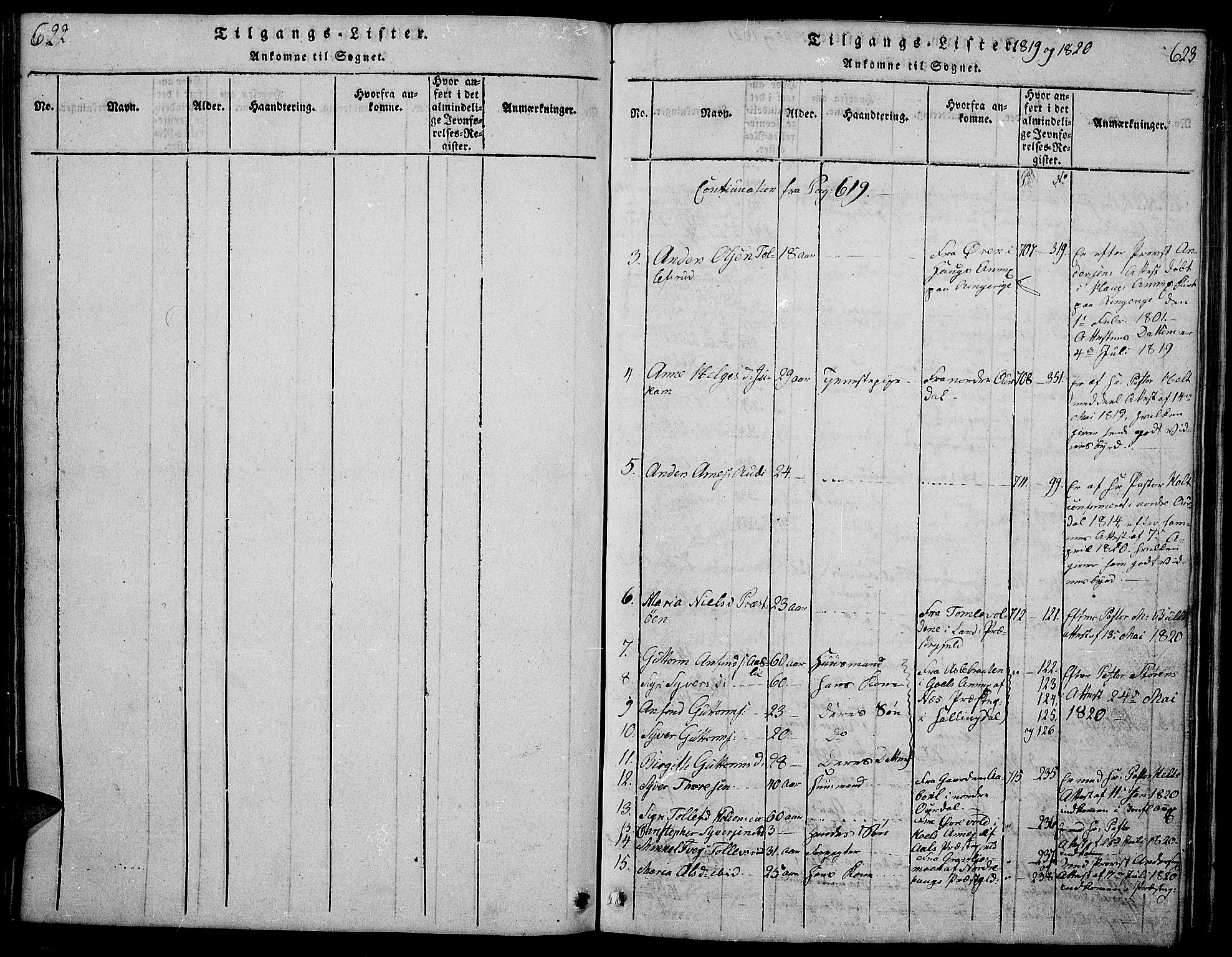 Sør-Aurdal prestekontor, SAH/PREST-128/H/Ha/Hab/L0001: Parish register (copy) no. 1, 1815-1826, p. 622-623