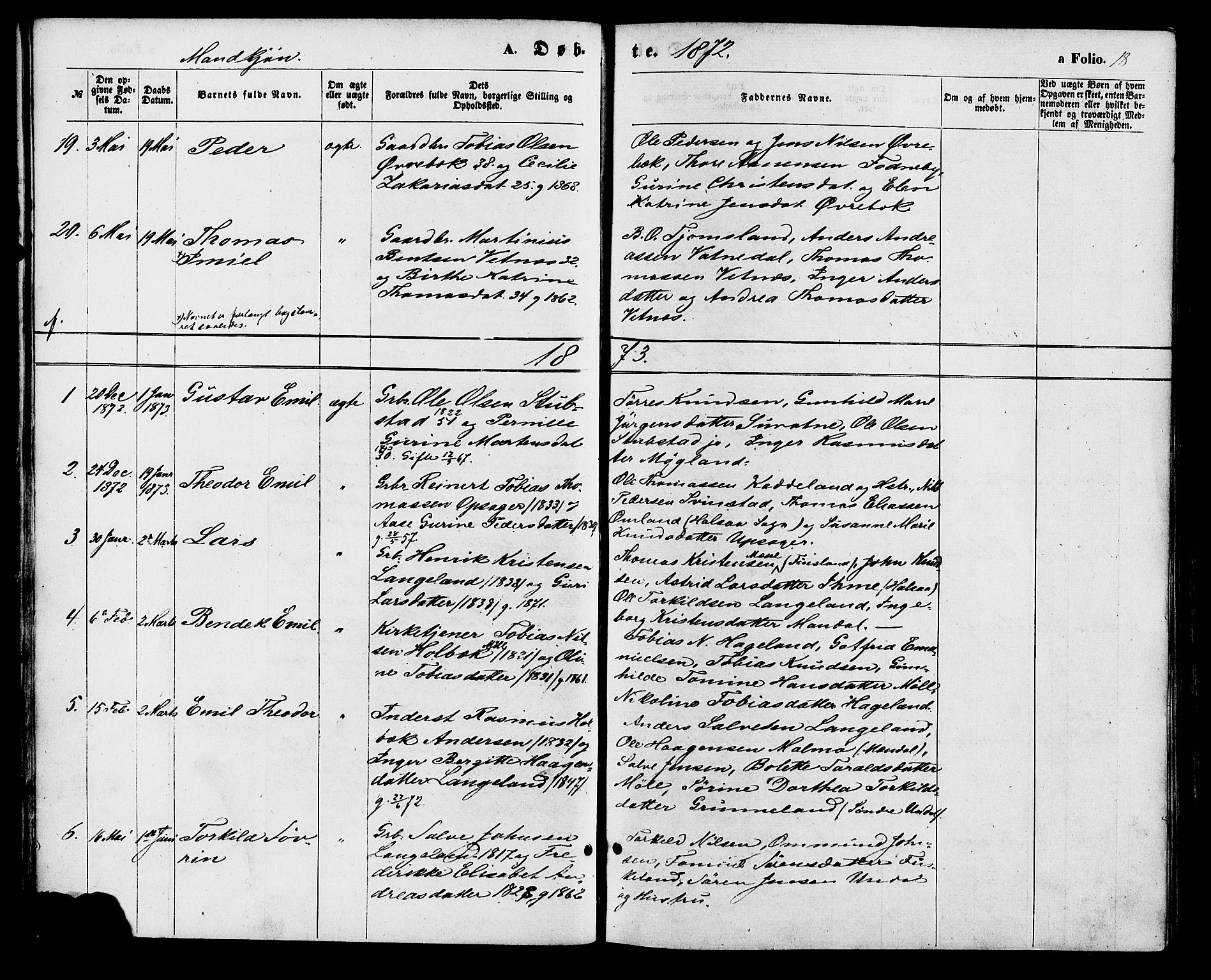 Holum sokneprestkontor, SAK/1111-0022/F/Fa/Faa/L0006: Parish register (official) no. A 6, 1865-1883, p. 18
