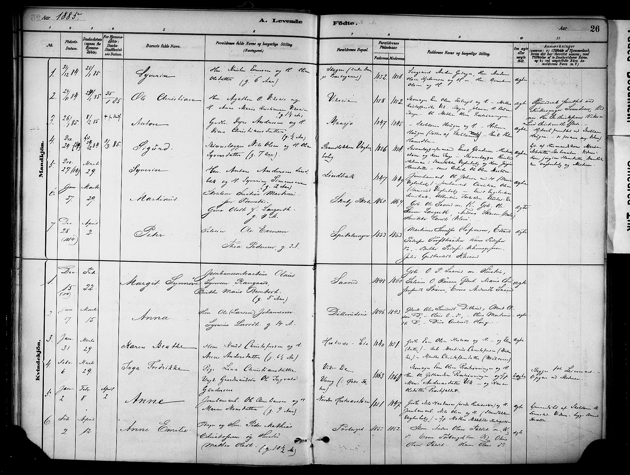 Stange prestekontor, SAH/PREST-002/K/L0018: Parish register (official) no. 18, 1880-1896, p. 26