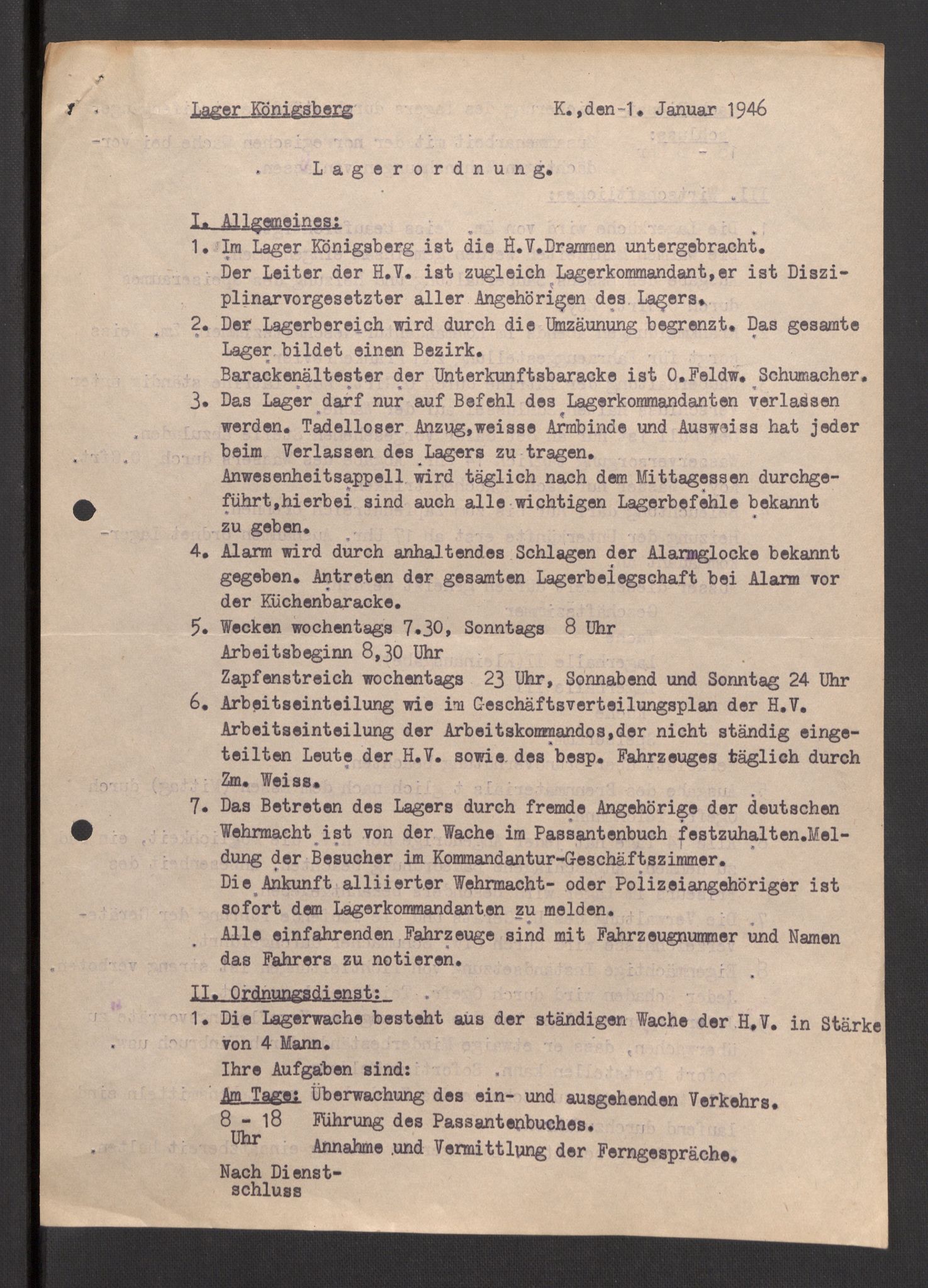 Deutscher Oberbefehlshaber Norwegen (DOBN), RA/RAFA-2197/D/Dja/L0070/0001: DBO Abt. 1a / Lagerordnungen, 1946