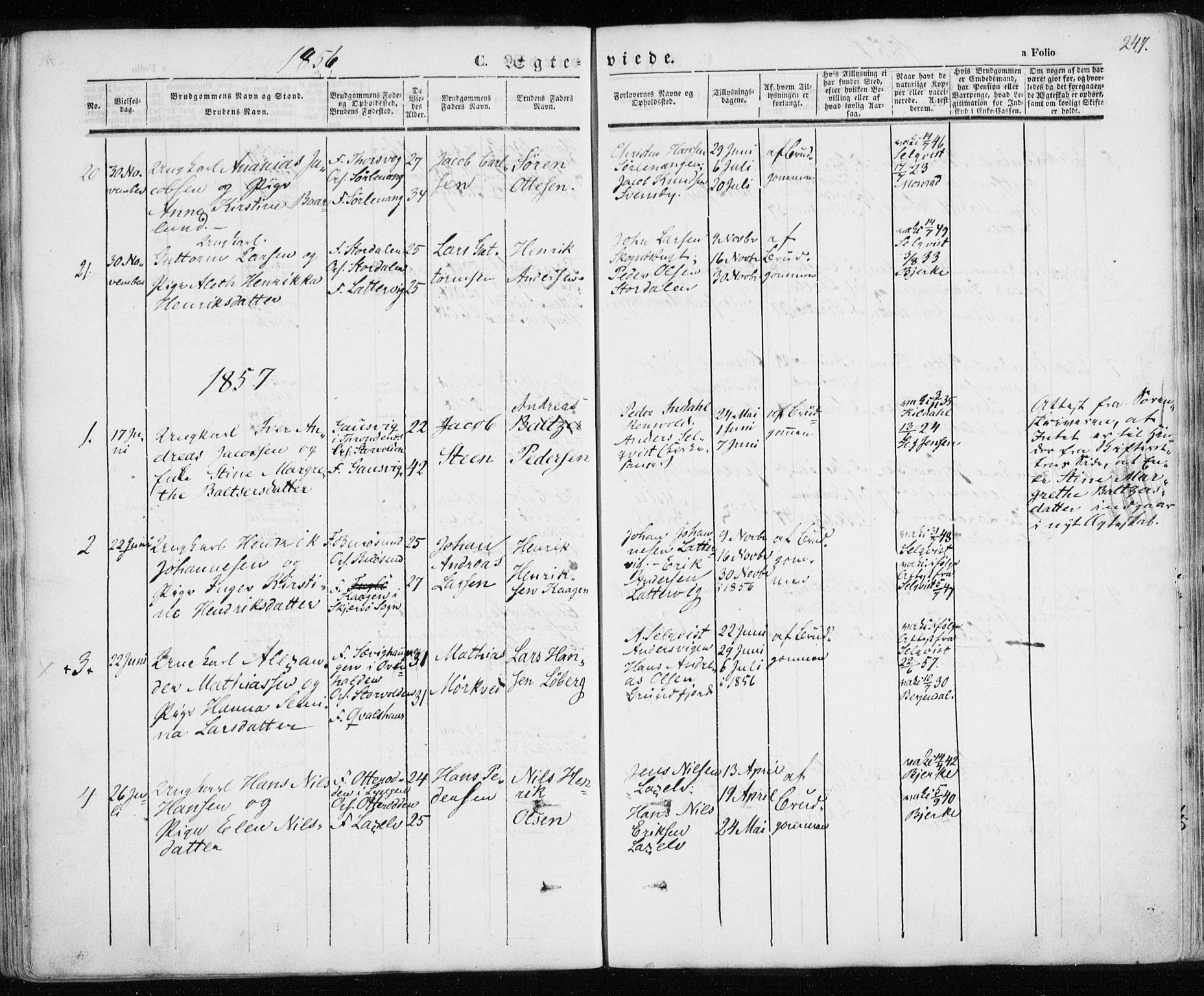 Karlsøy sokneprestembete, AV/SATØ-S-1299/H/Ha/Haa/L0003kirke: Parish register (official) no. 3, 1843-1860, p. 247