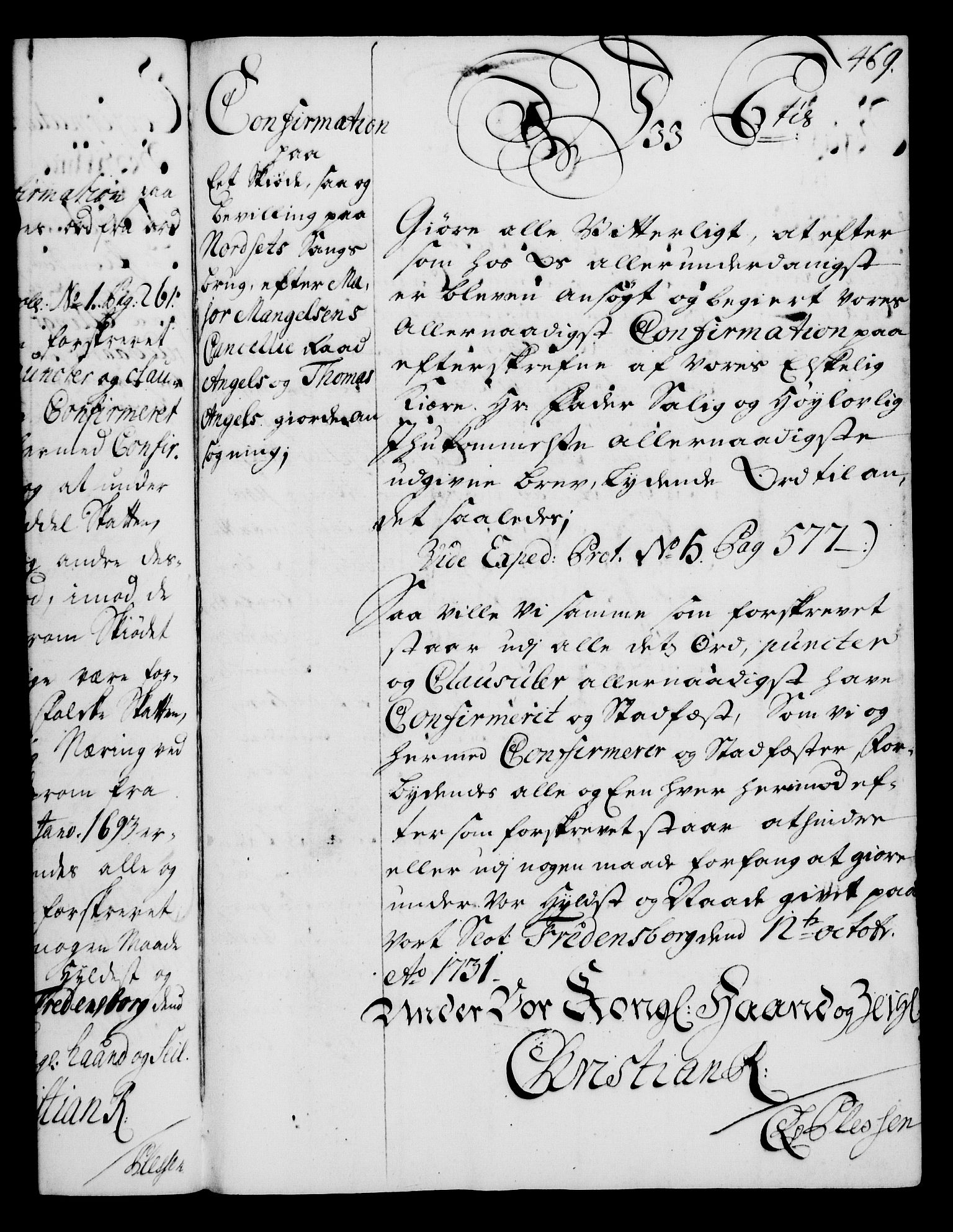 Rentekammeret, Kammerkanselliet, RA/EA-3111/G/Gg/Gga/L0003: Norsk ekspedisjonsprotokoll med register (merket RK 53.3), 1727-1734, p. 469