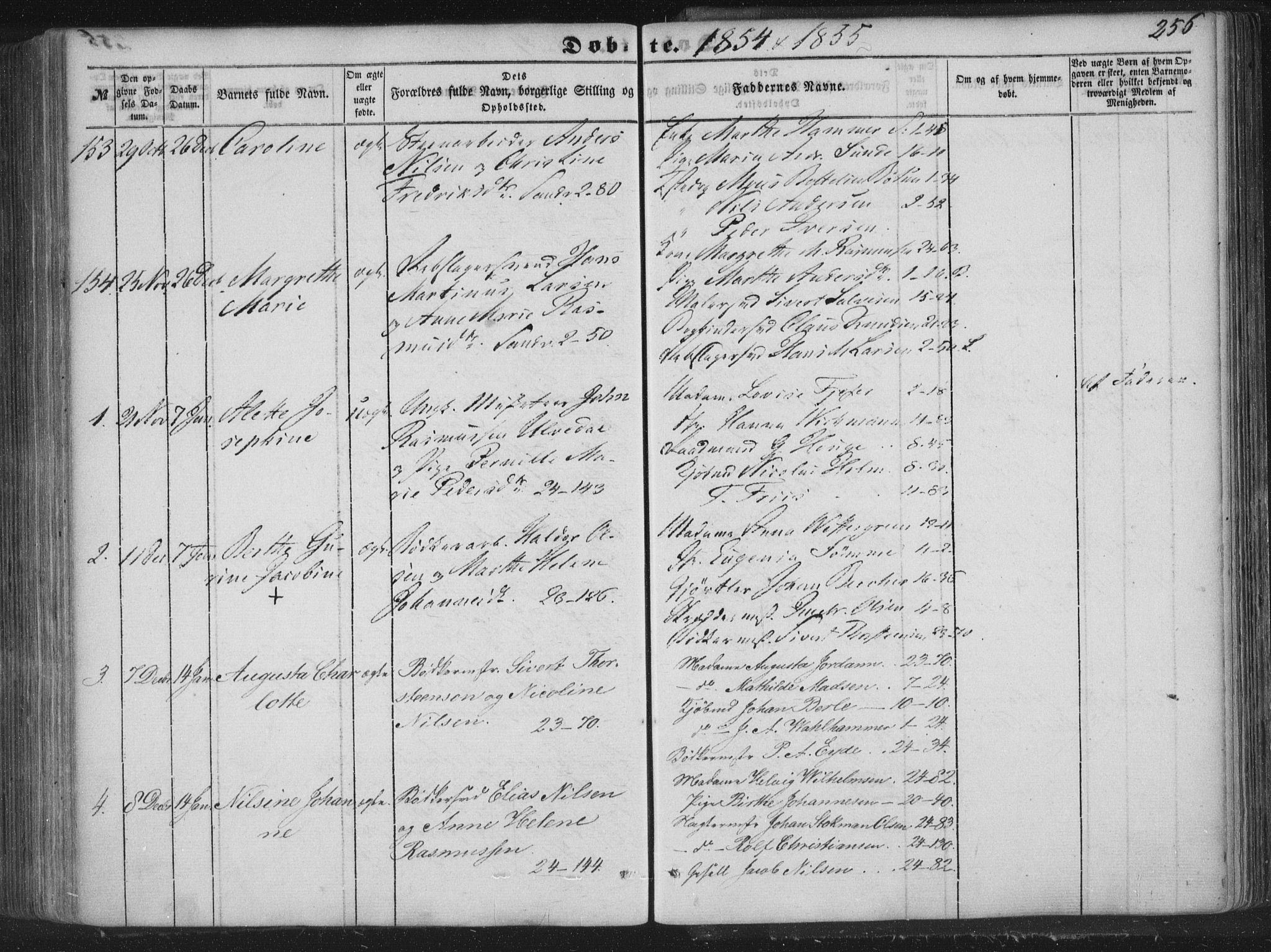 Korskirken sokneprestembete, SAB/A-76101/H/Haa/L0017: Parish register (official) no. B 3, 1851-1857, p. 256
