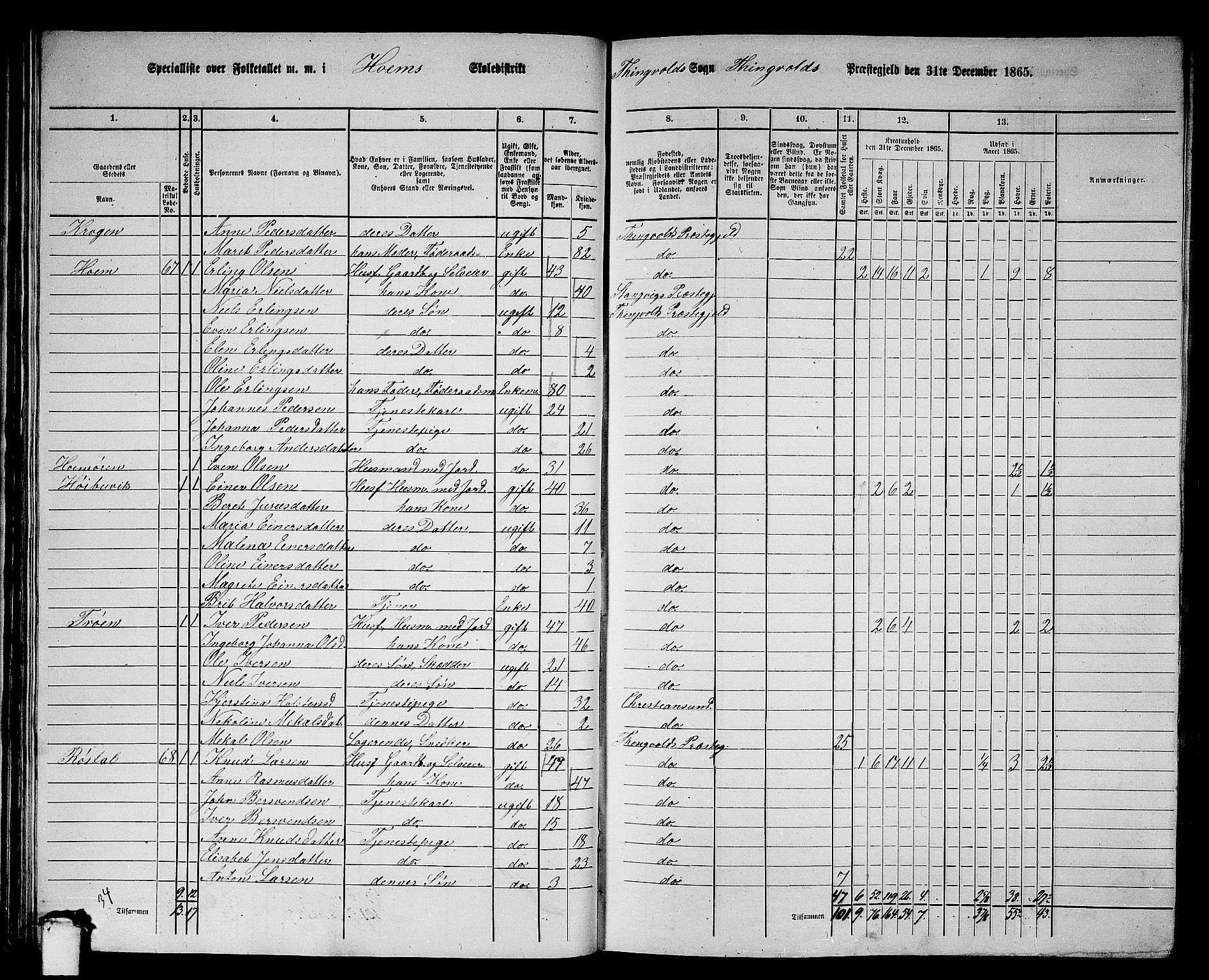 RA, 1865 census for Tingvoll, 1865, p. 53