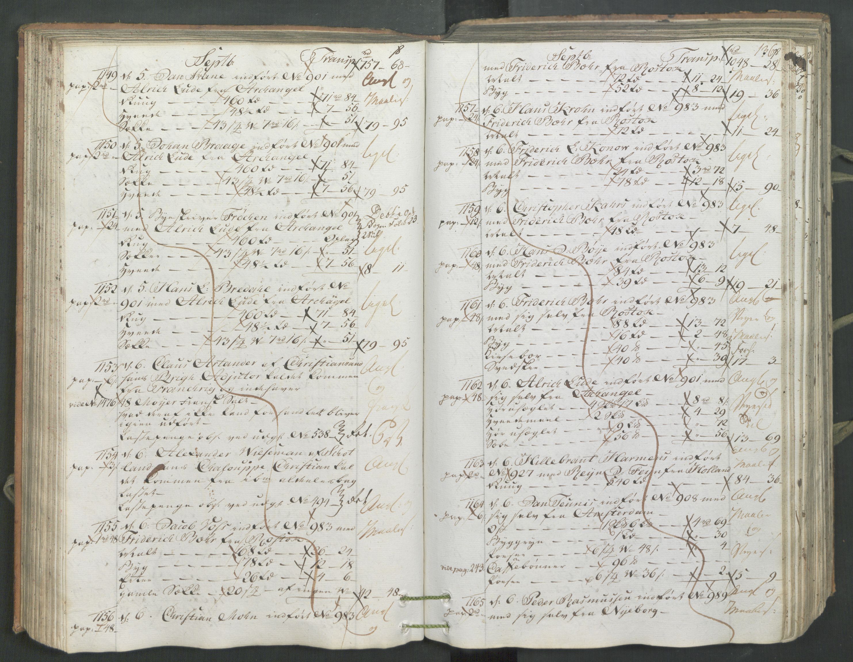Generaltollkammeret, tollregnskaper, AV/RA-EA-5490/R26/L0222/0001: Tollregnskaper Bergen A / Inngående hovedtollbok, 1786, p. 135b-136a
