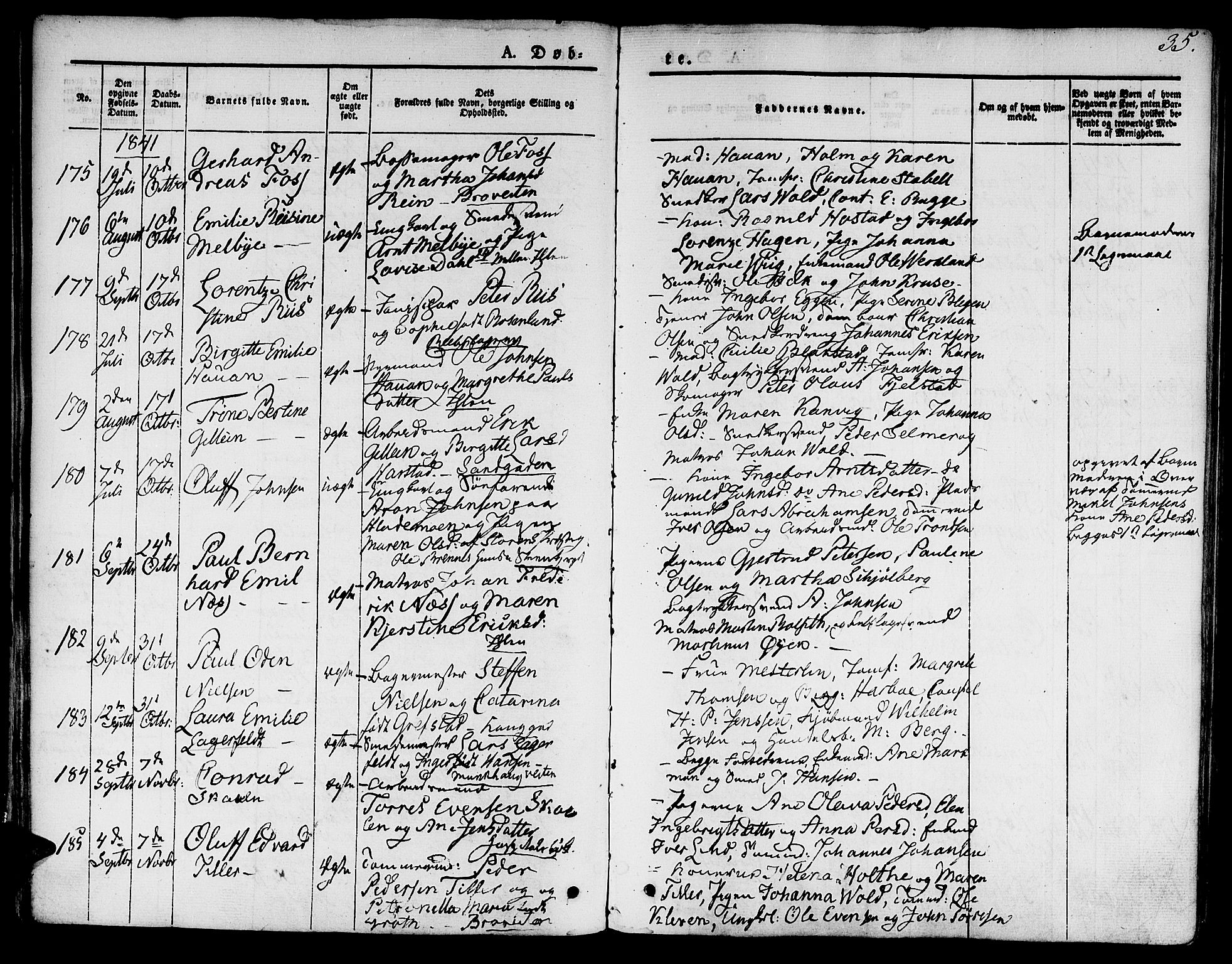 Ministerialprotokoller, klokkerbøker og fødselsregistre - Sør-Trøndelag, SAT/A-1456/601/L0048: Parish register (official) no. 601A16, 1840-1847, p. 35