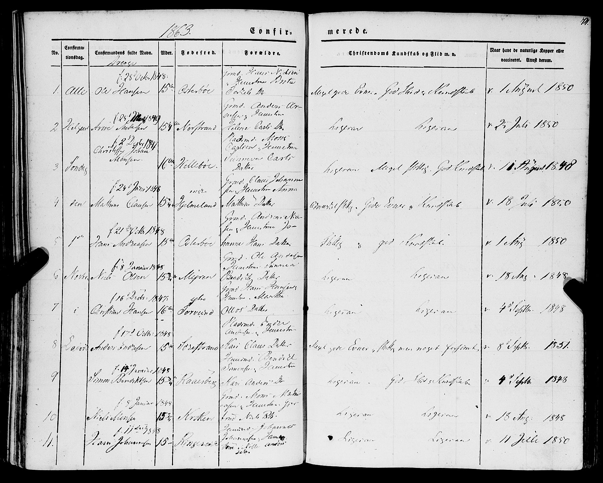 Lavik sokneprestembete, AV/SAB-A-80901: Parish register (official) no. A 3, 1843-1863, p. 74