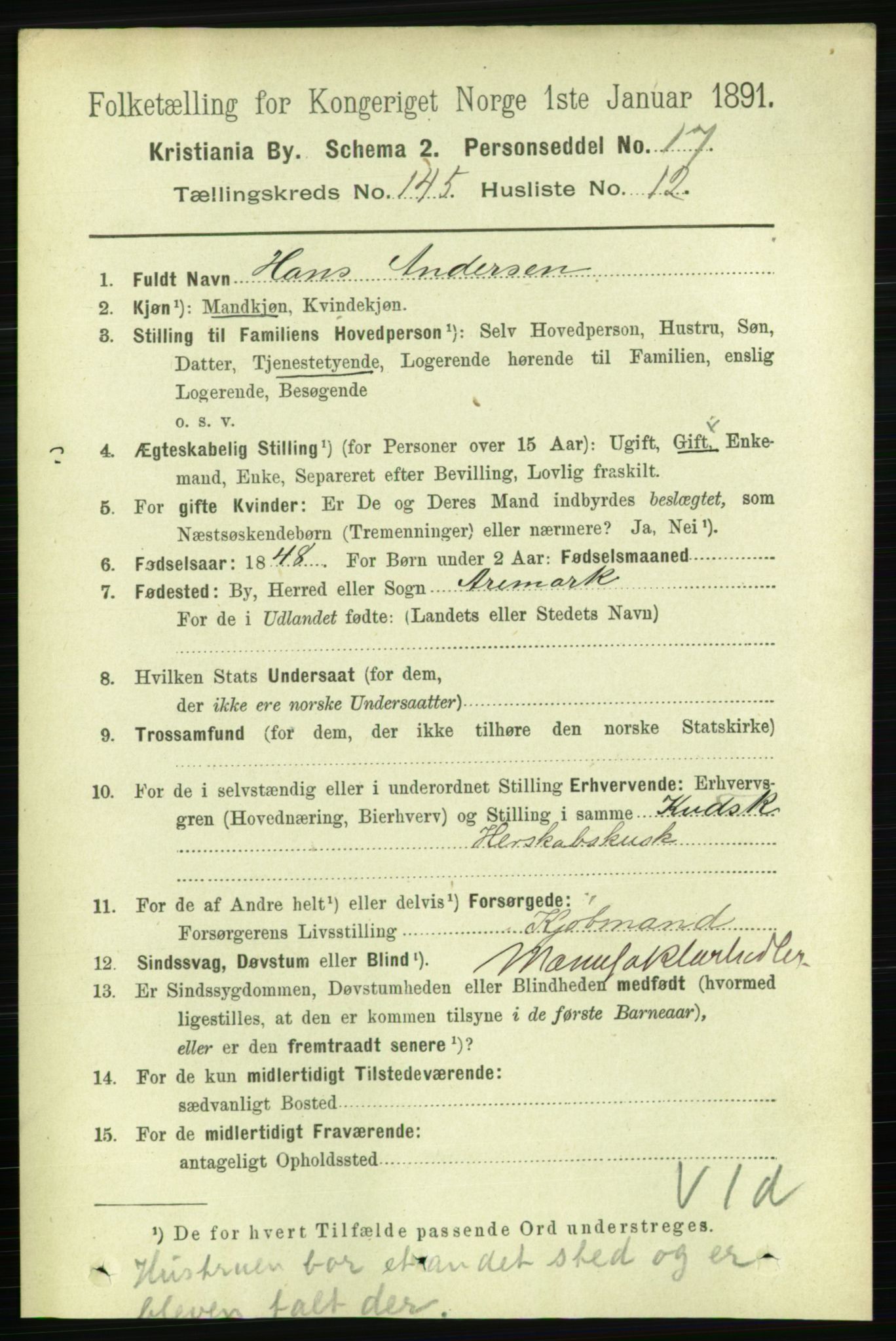 RA, 1891 census for 0301 Kristiania, 1891, p. 79851