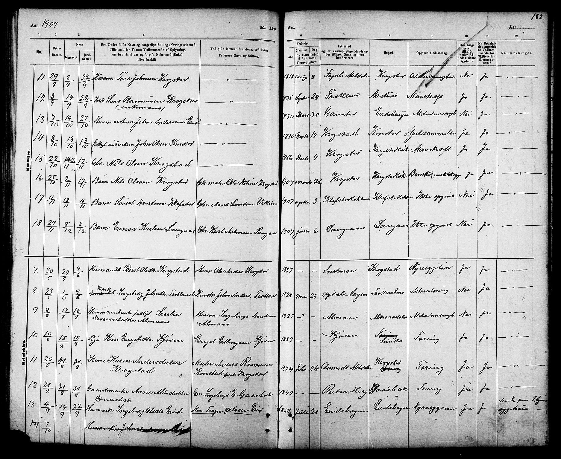 Ministerialprotokoller, klokkerbøker og fødselsregistre - Sør-Trøndelag, SAT/A-1456/694/L1132: Parish register (copy) no. 694C04, 1887-1914, p. 182