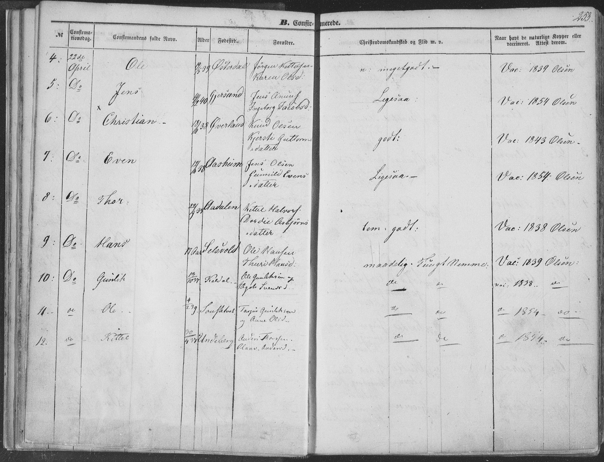 Seljord kirkebøker, AV/SAKO-A-20/F/Fa/L012b: Parish register (official) no. I 12B, 1850-1865, p. 253