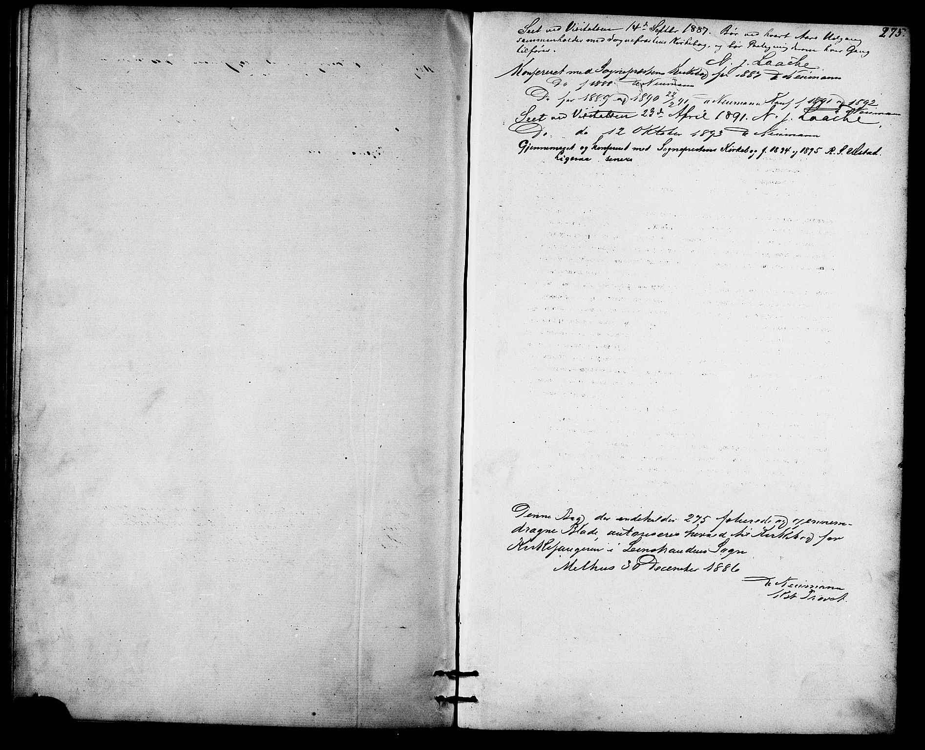 Ministerialprotokoller, klokkerbøker og fødselsregistre - Sør-Trøndelag, SAT/A-1456/613/L0395: Parish register (copy) no. 613C03, 1887-1909, p. 275
