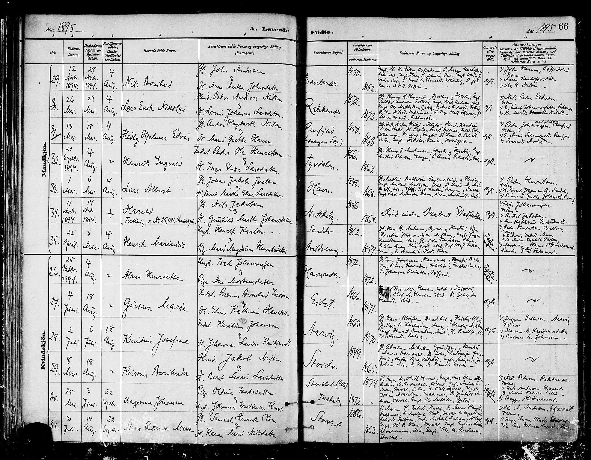 Skjervøy sokneprestkontor, AV/SATØ-S-1300/H/Ha/Haa/L0010kirke: Parish register (official) no. 10, 1887-1898, p. 66