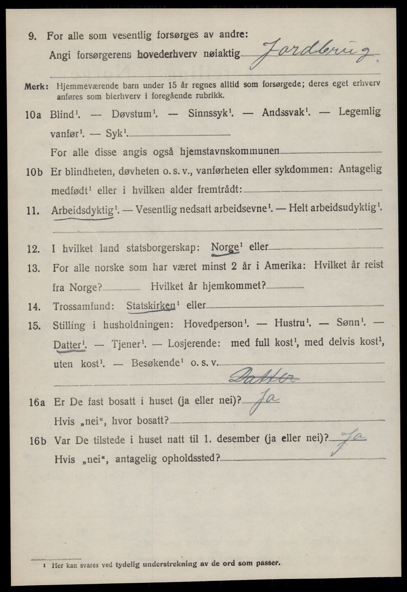 SAT, 1920 census for Tingvoll, 1920, p. 5105