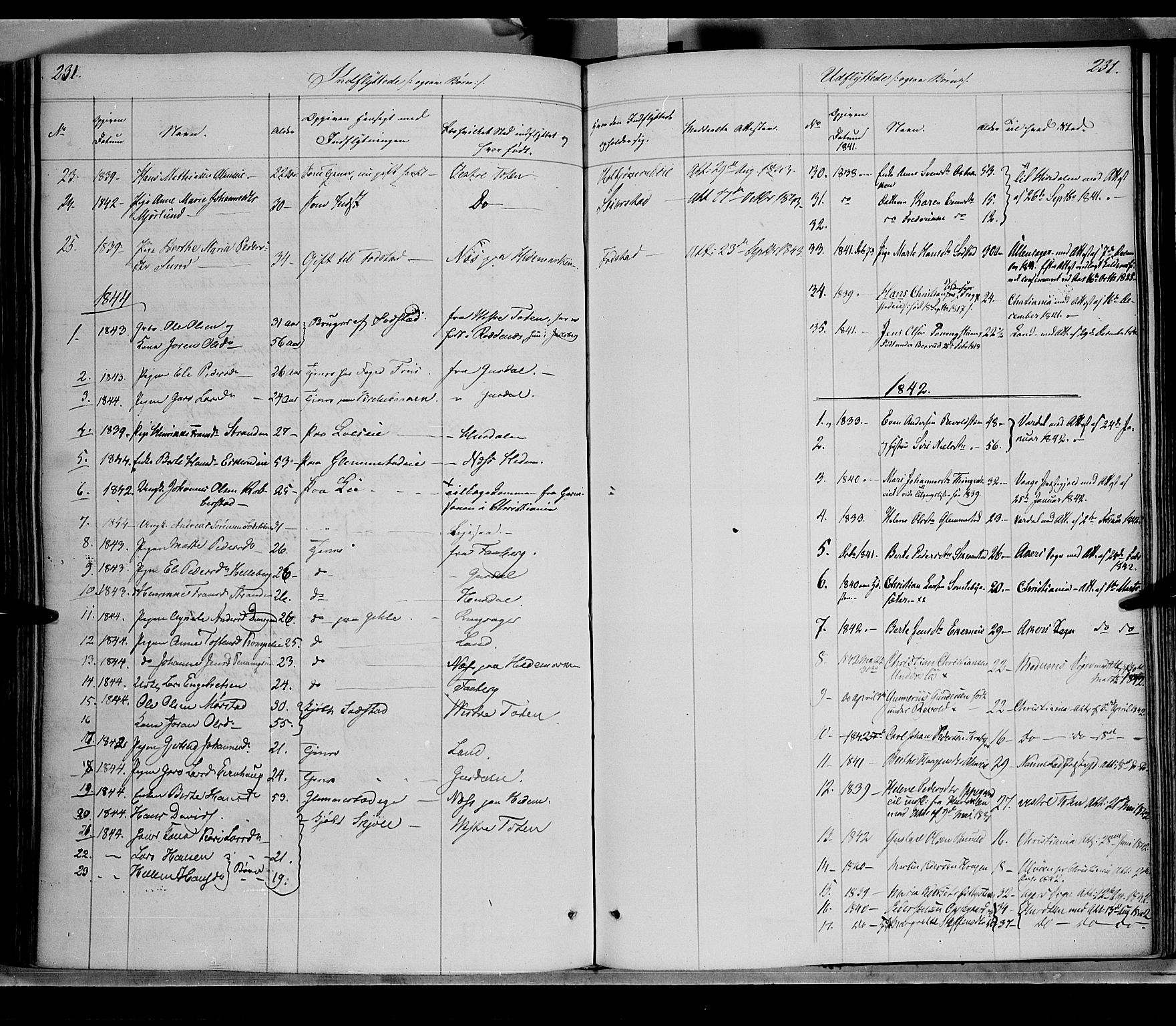 Østre Toten prestekontor, AV/SAH-PREST-104/H/Ha/Haa/L0002: Parish register (official) no. 2, 1840-1847, p. 231