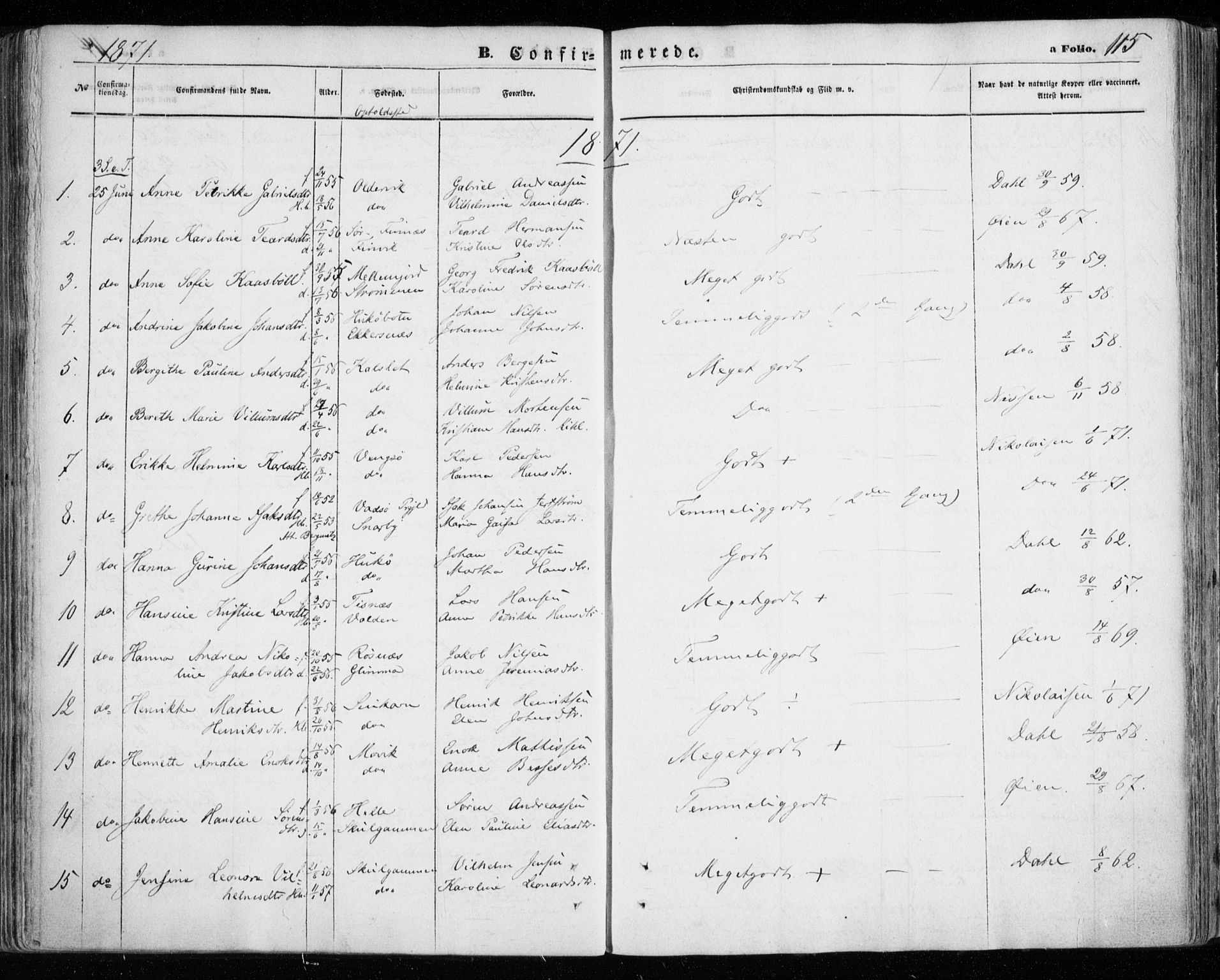 Tromsøysund sokneprestkontor, SATØ/S-1304/G/Ga/L0002kirke: Parish register (official) no. 2, 1867-1875, p. 115