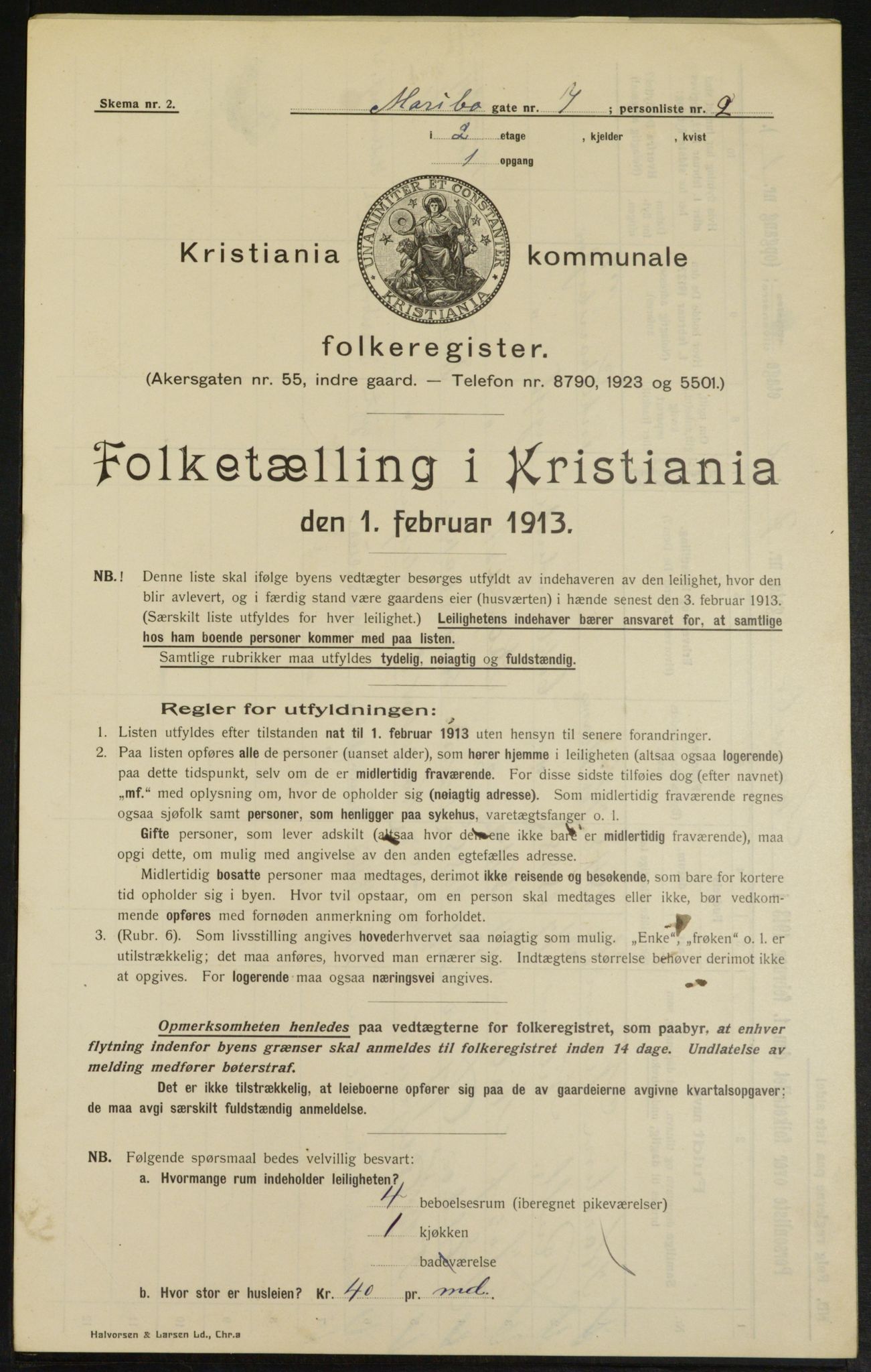 OBA, Municipal Census 1913 for Kristiania, 1913, p. 60219