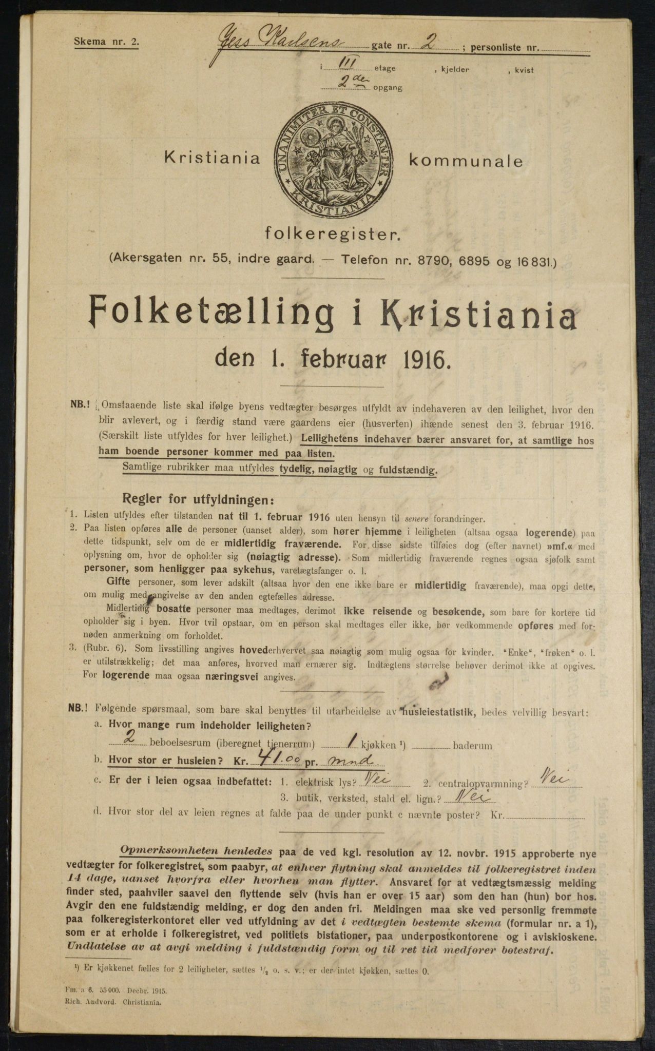 OBA, Municipal Census 1916 for Kristiania, 1916, p. 48063