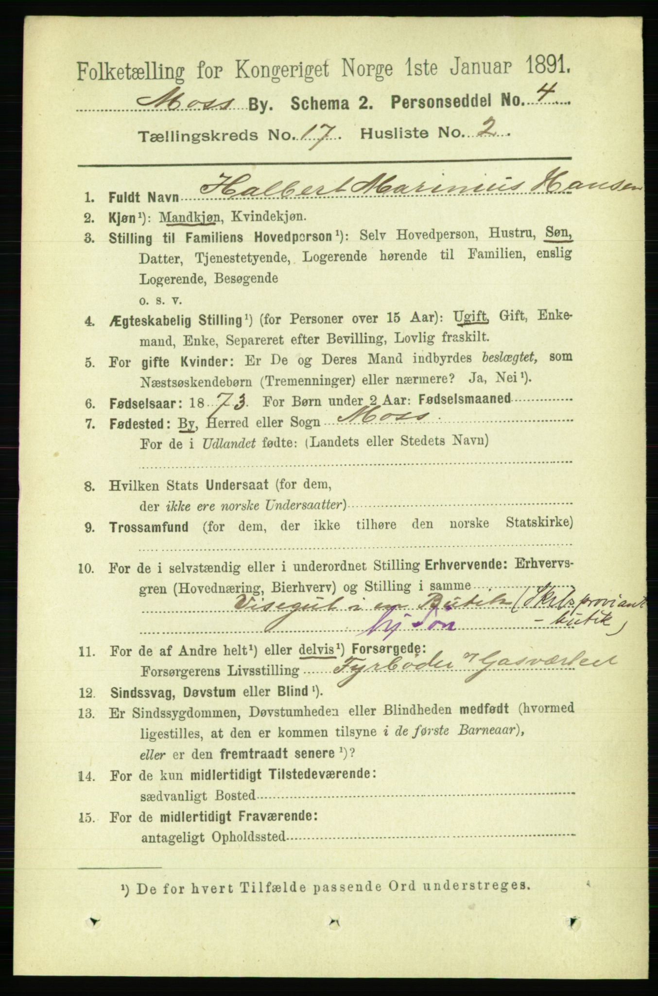 RA, 1891 census for 0104 Moss, 1891, p. 7908