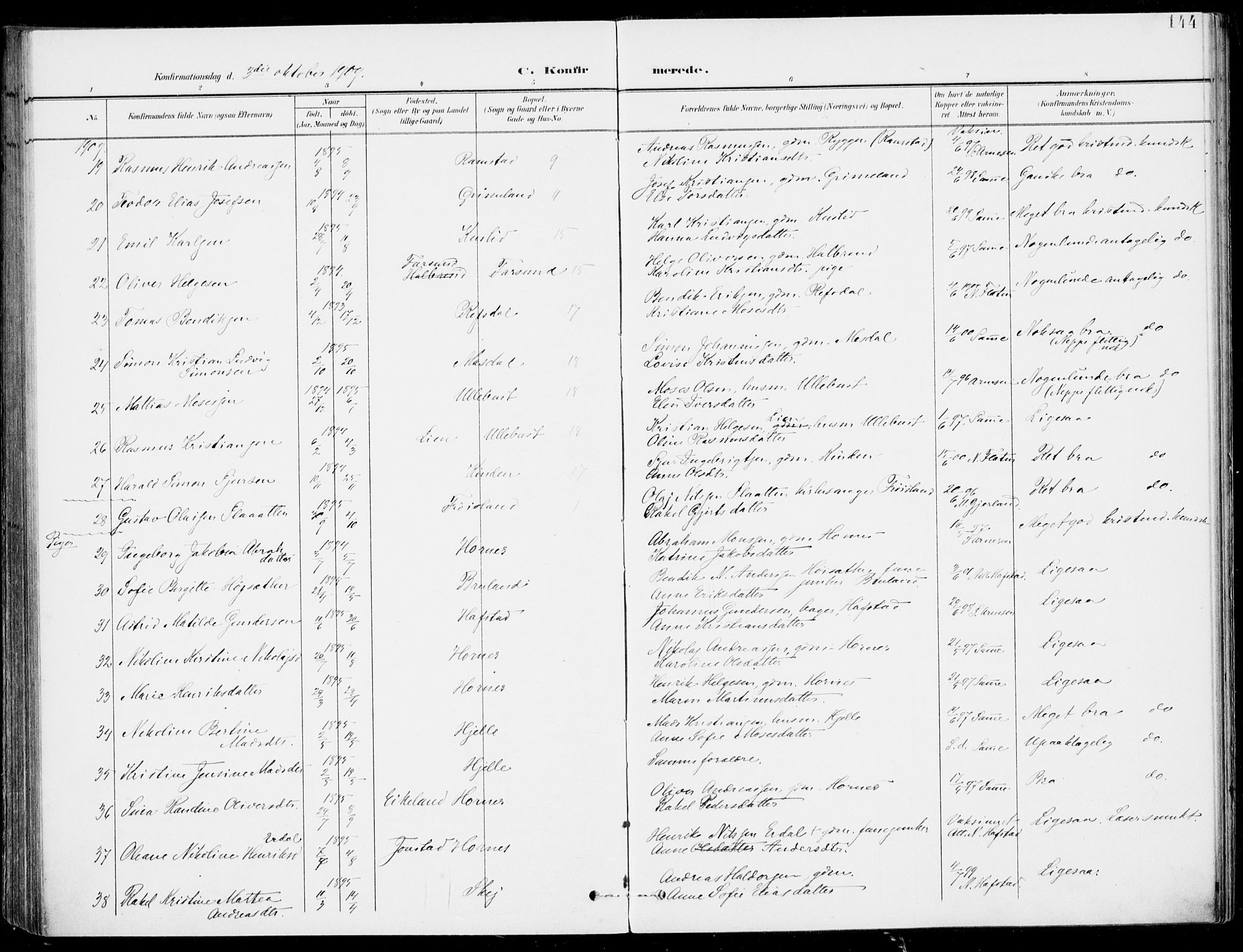 Førde sokneprestembete, AV/SAB-A-79901/H/Haa/Haab/L0002: Parish register (official) no. B  2, 1899-1920, p. 144