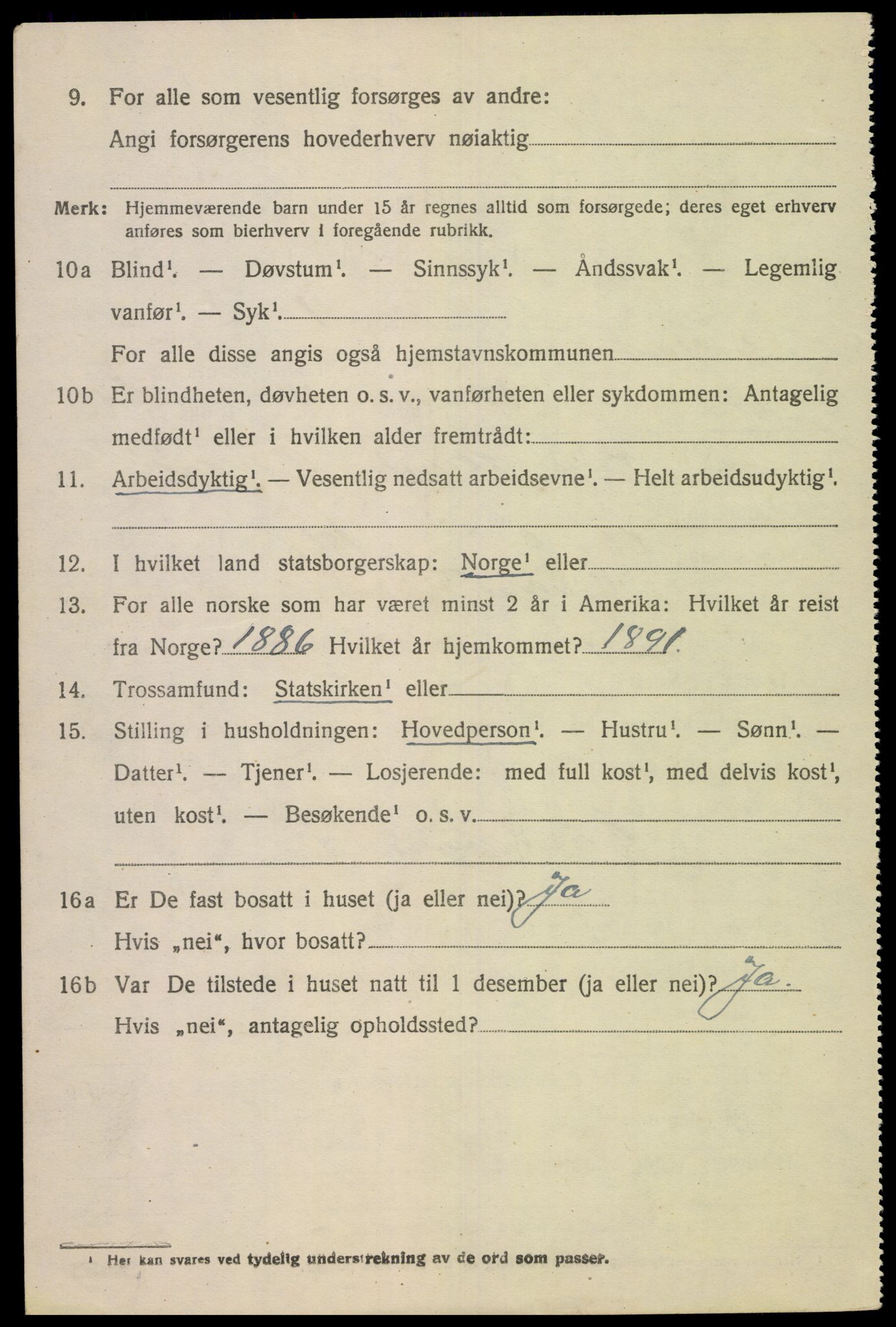 SAK, 1920 census for Fjotland, 1920, p. 2403