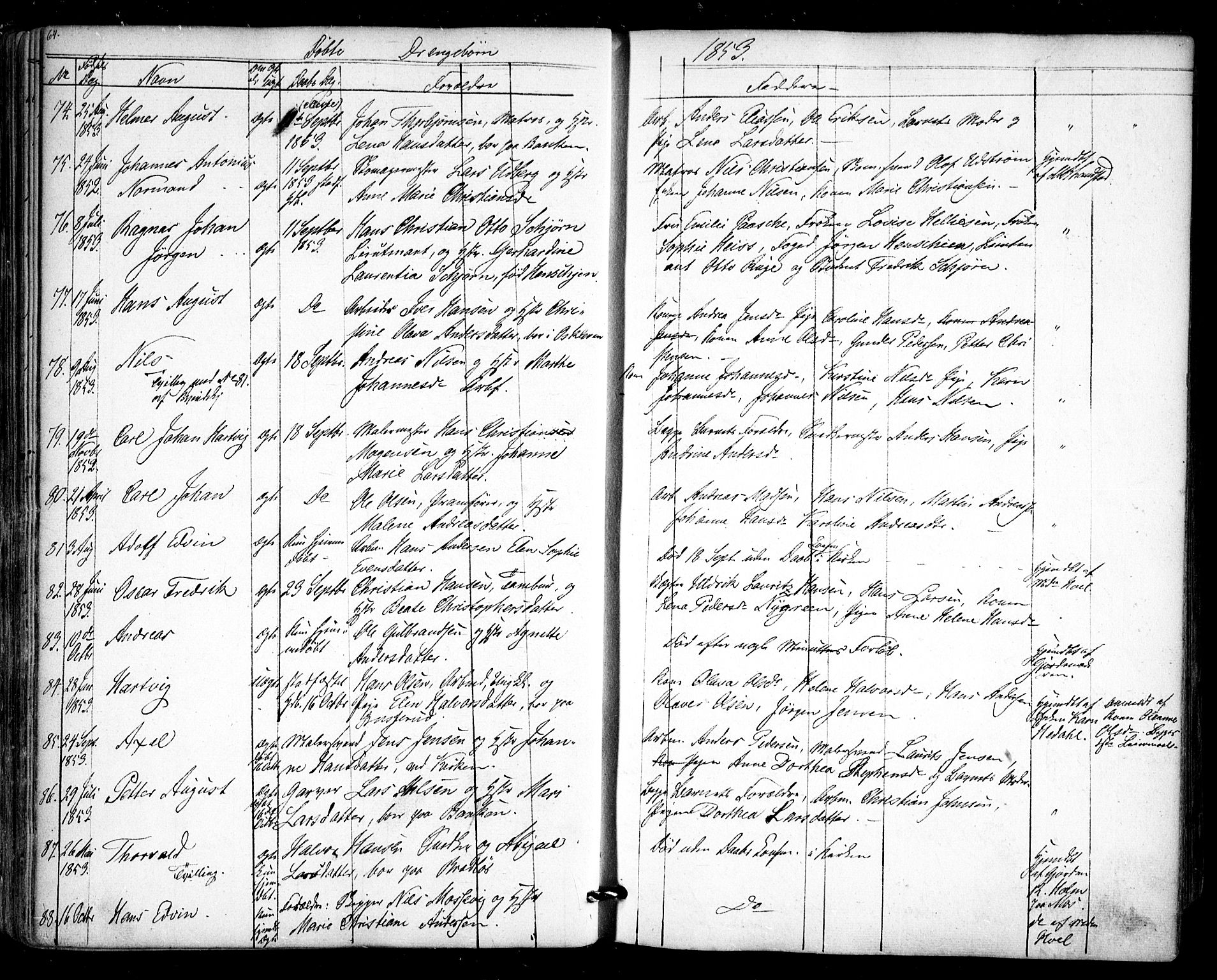 Halden prestekontor Kirkebøker, AV/SAO-A-10909/F/Fa/L0006: Parish register (official) no. I 6, 1845-1856, p. 64