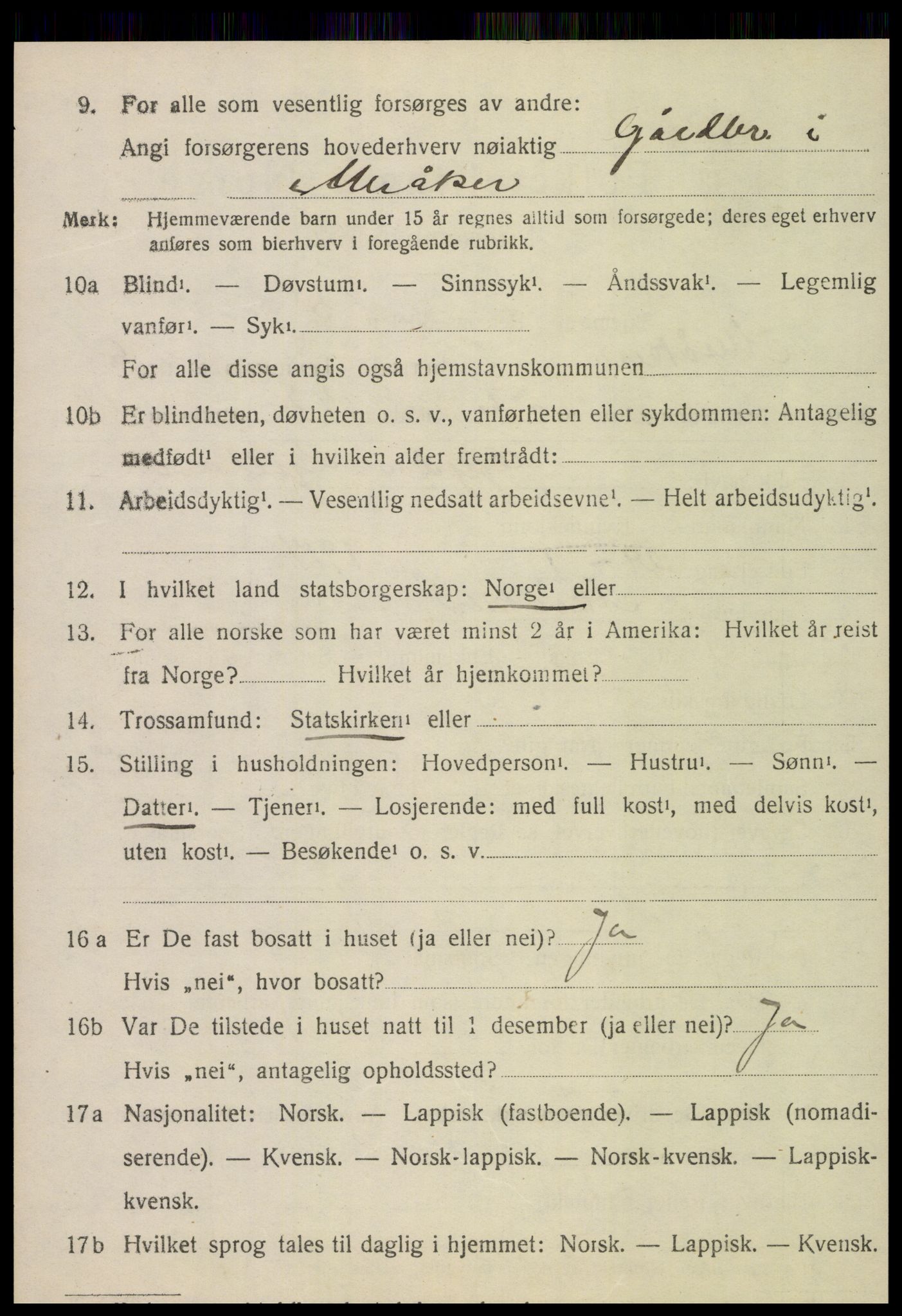 SAT, 1920 census for Meråker, 1920, p. 4985