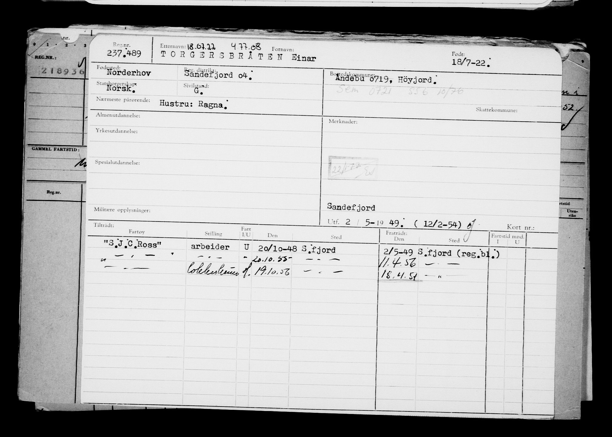 Direktoratet for sjømenn, AV/RA-S-3545/G/Gb/L0208: Hovedkort, 1922, p. 593