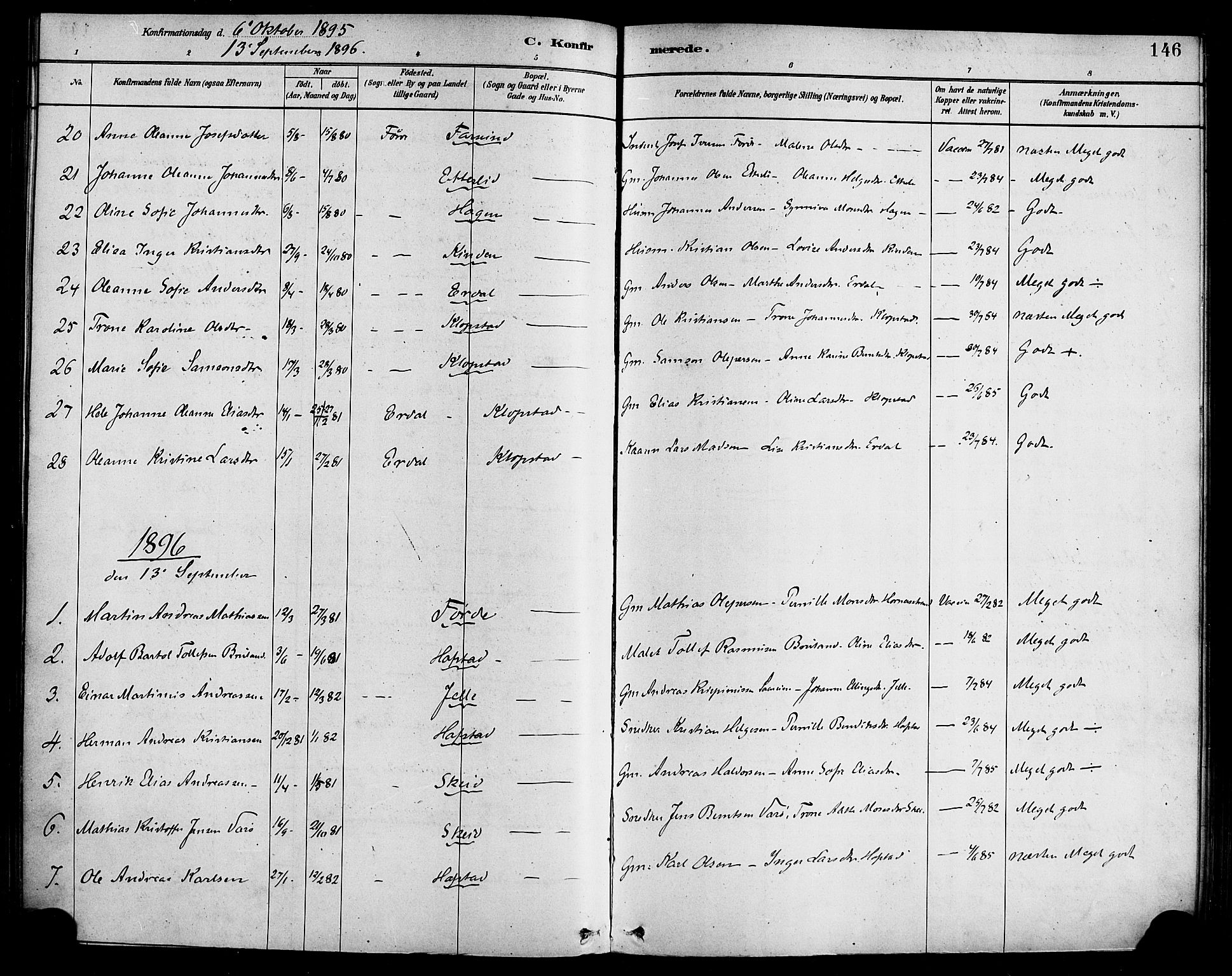 Førde sokneprestembete, SAB/A-79901/H/Haa/Haab/L0001: Parish register (official) no. B 1, 1880-1898, p. 146