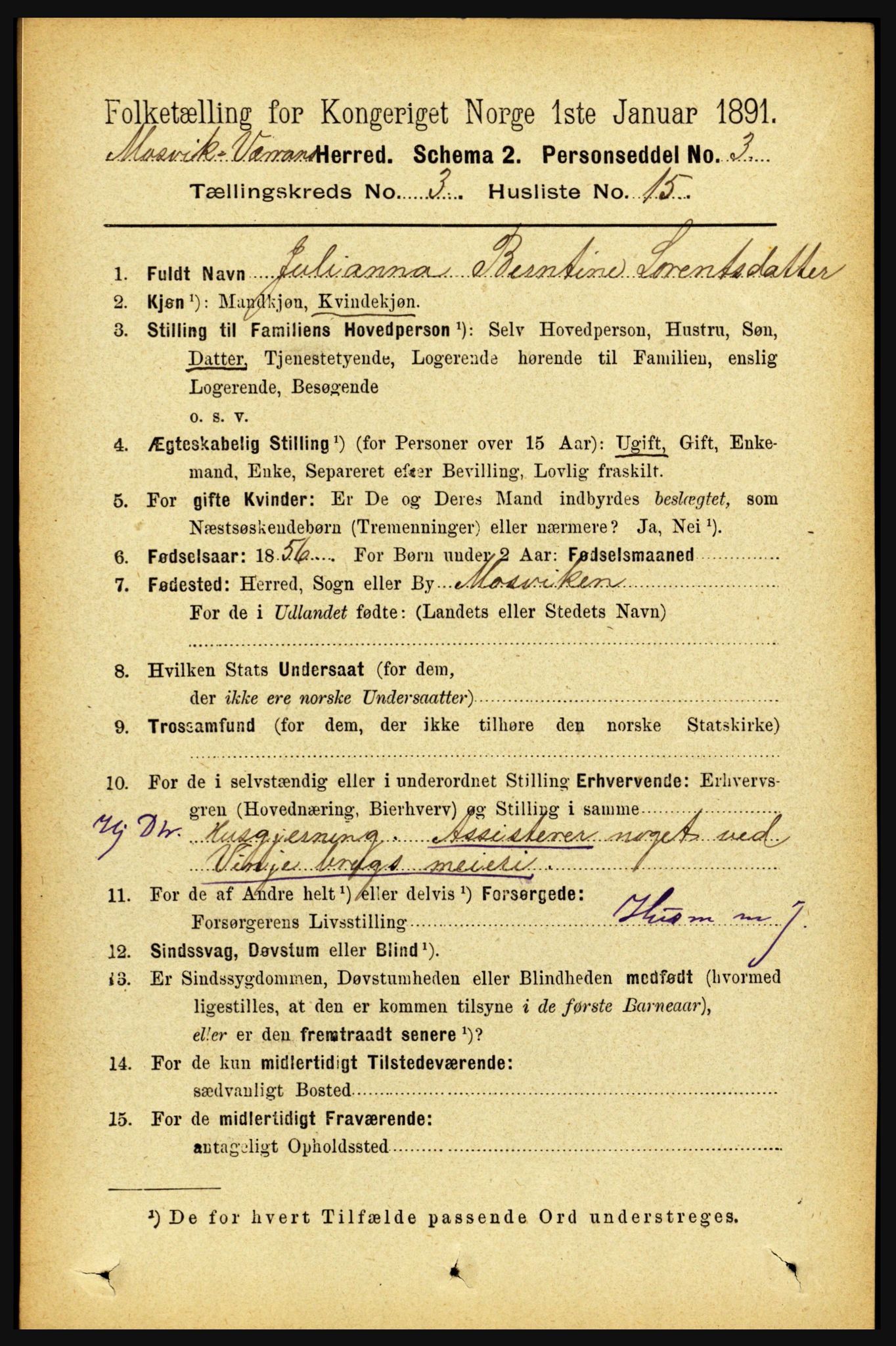 RA, 1891 census for 1723 Mosvik og Verran, 1891, p. 1010