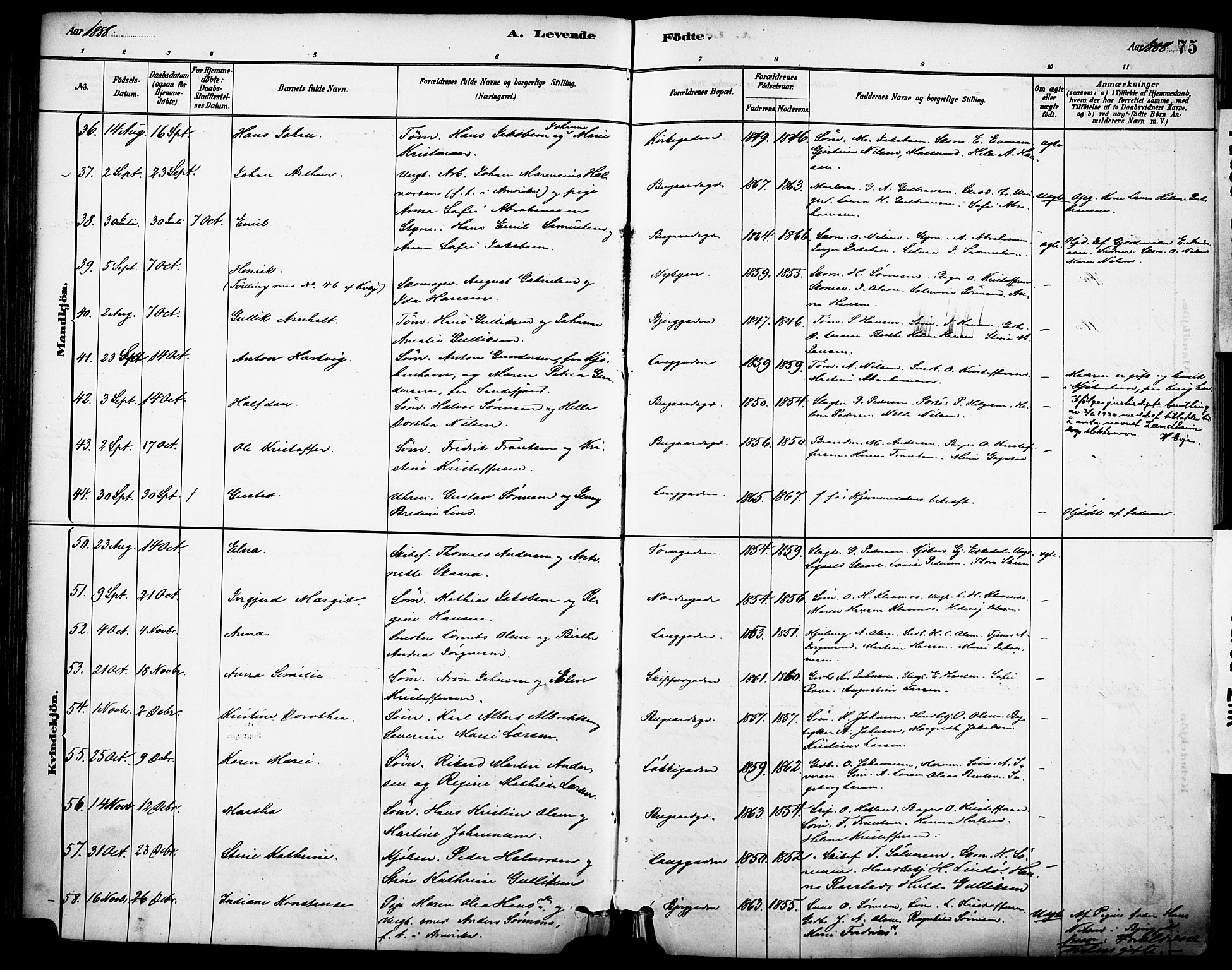 Sandefjord kirkebøker, AV/SAKO-A-315/F/Fa/L0002: Parish register (official) no. 2, 1880-1894, p. 75